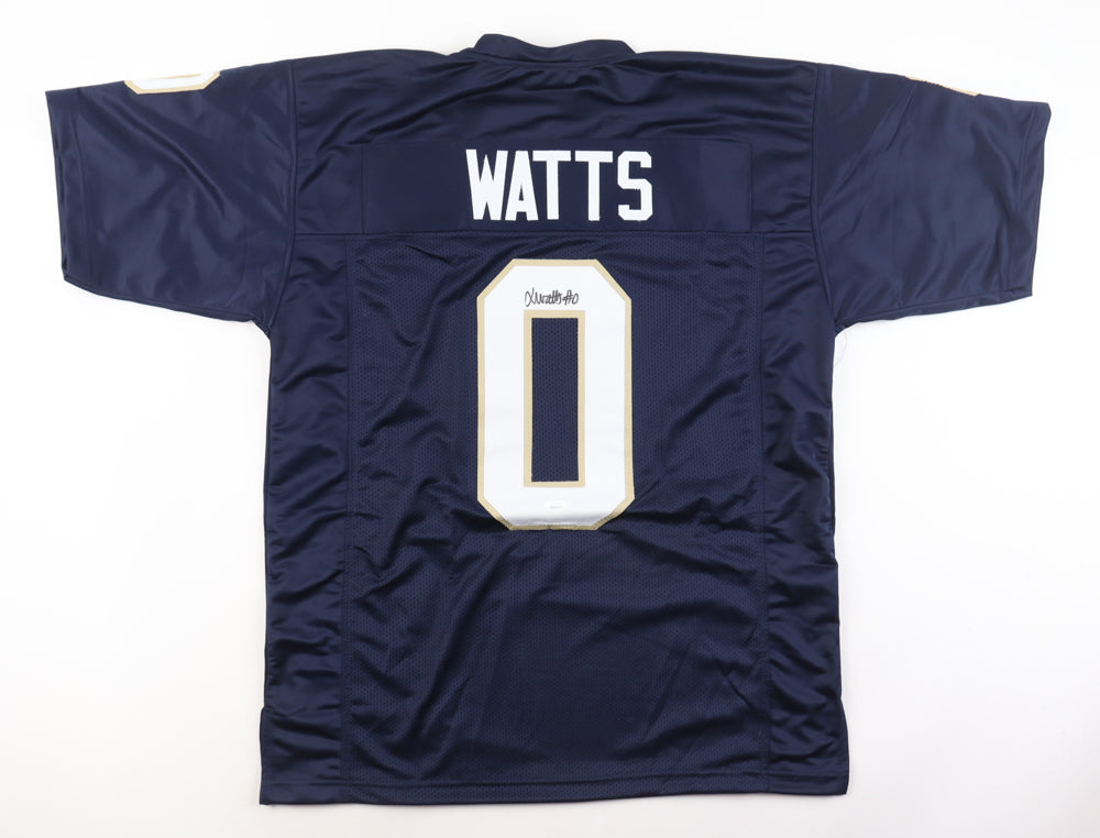 Xavier Watts Autographed Notre Dame Fighting Irish Blue Football Jersey - Signed Collectible for Fans & Sports Memorabilia Enthusiasts - Perfect for Game Day, Framing, and Gifts