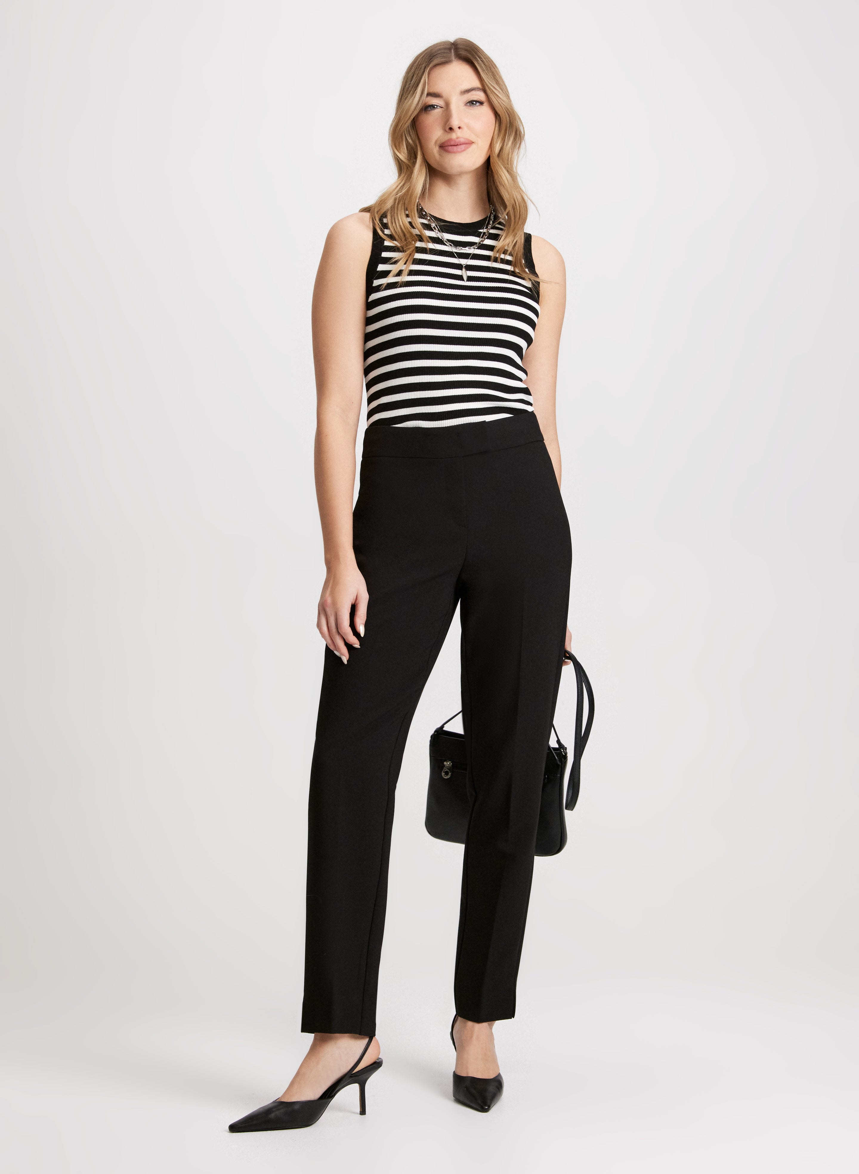 Emma Slim Leg Pants for Women - Stretchy Comfort Fit Trousers - Office Work & Casual Wear