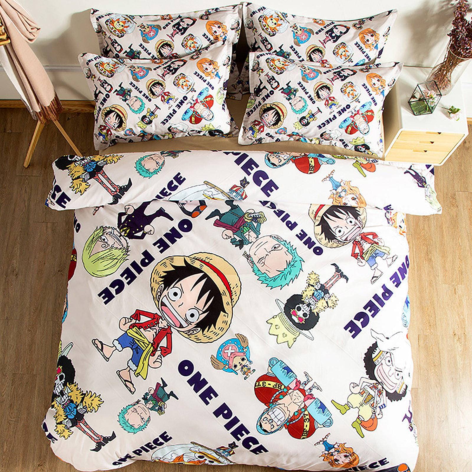 Anime Japanese Duvet Cover Set - ONE Piece Bedding Comforter Cover Lightweight & Breathable for Kids & Boys | Perfect for Anime Fans' Bedroom Decor & Gift