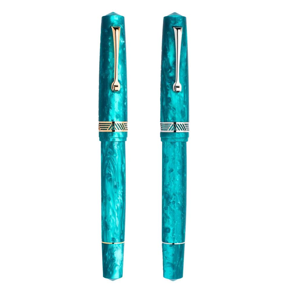 Leonardo Fountain Pen Momento Magico - Luxury 14K Gold Nib Fountain Pen with Emerald Green Resin Body (2022 Collection) - Perfect for Calligraphy, Journaling & Signature Writing