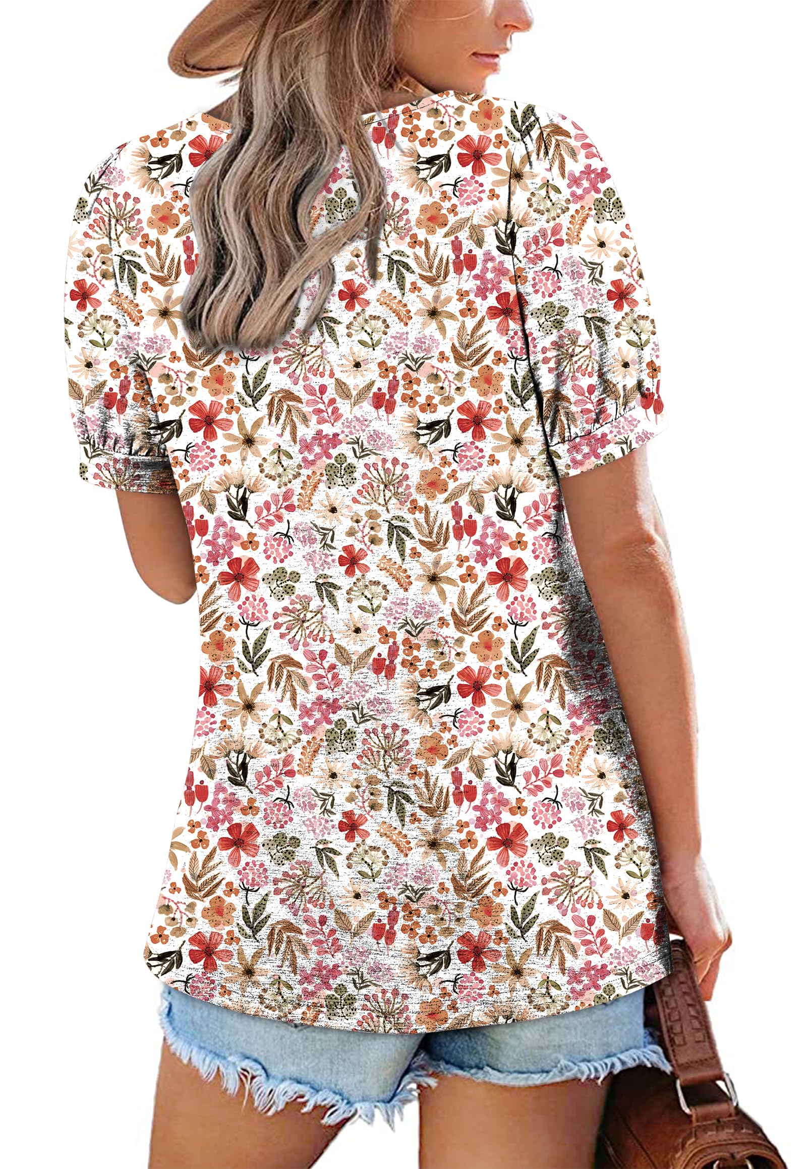 Zwurew Women's Summer Casual Puff Short Sleeve T-Shirt - Square Neck Pleated Flowy Tunic Top for Leggings (Sizes S-2XL) | Perfect for Yoga, Running & Everyday Wear