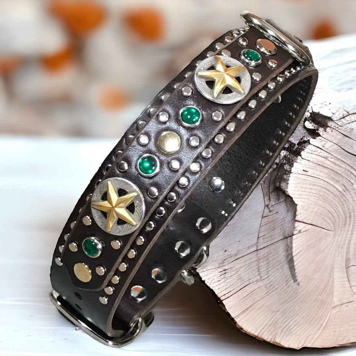 Premium Western Leather Dog Collar - Handcrafted Arizona Style Pet Accessory for Medium & Large Dogs - Perfect for Training, Hiking & Outdoor Adventures