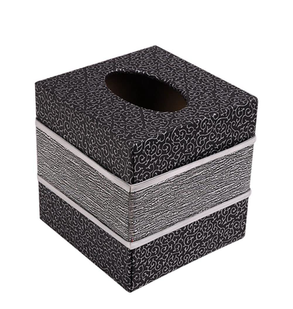 Elegant PU Leather Square Tissue Box Cover - Silver Home Decor Cube for Living Room, Bedroom & Office | Forever Home Decor