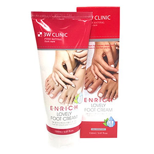 3W Clinic Enrich Lovely Foot Cream 150ml - Moisturizing & Nourishing Foot Care for Dry Cracked Heels - Perfect for Pedicures, Spa Treatments & Daily Foot Care Routine