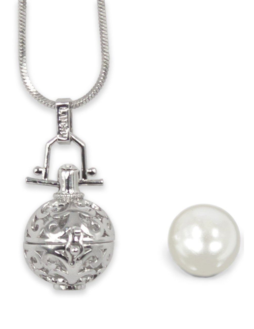Elegant Simulated Pearl Ball Cage Pendant Necklace for Women - Perfect for Weddings, Parties & Everyday Wear