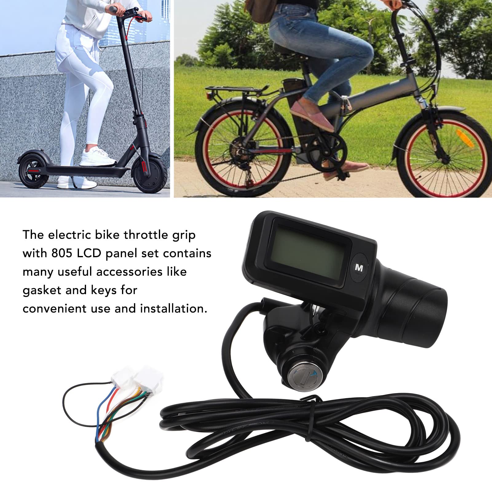 Universal 22.5mm Electric Bike Throttle Grip with 805 LCD Display Panel & LED - Compatible with E-Bikes and Scooters - Perfect for Commuting, Urban Riding, and Outdoor Adventures
