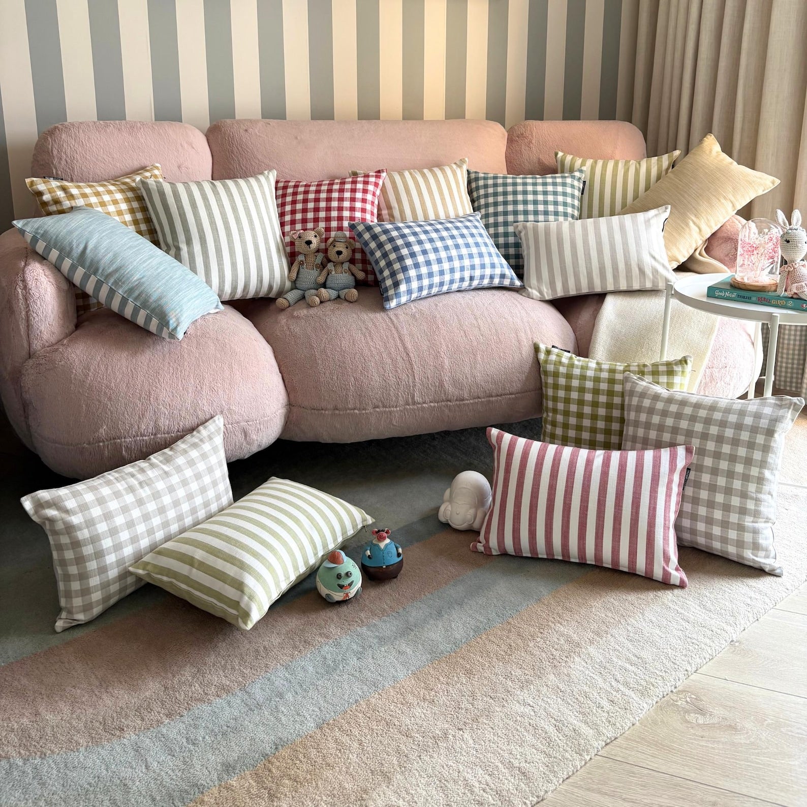 Checkmate Aqua Cotton Throw Pillow Cover - Soft Decorative Cushion Case for Sofa, Bed & Home Decor
