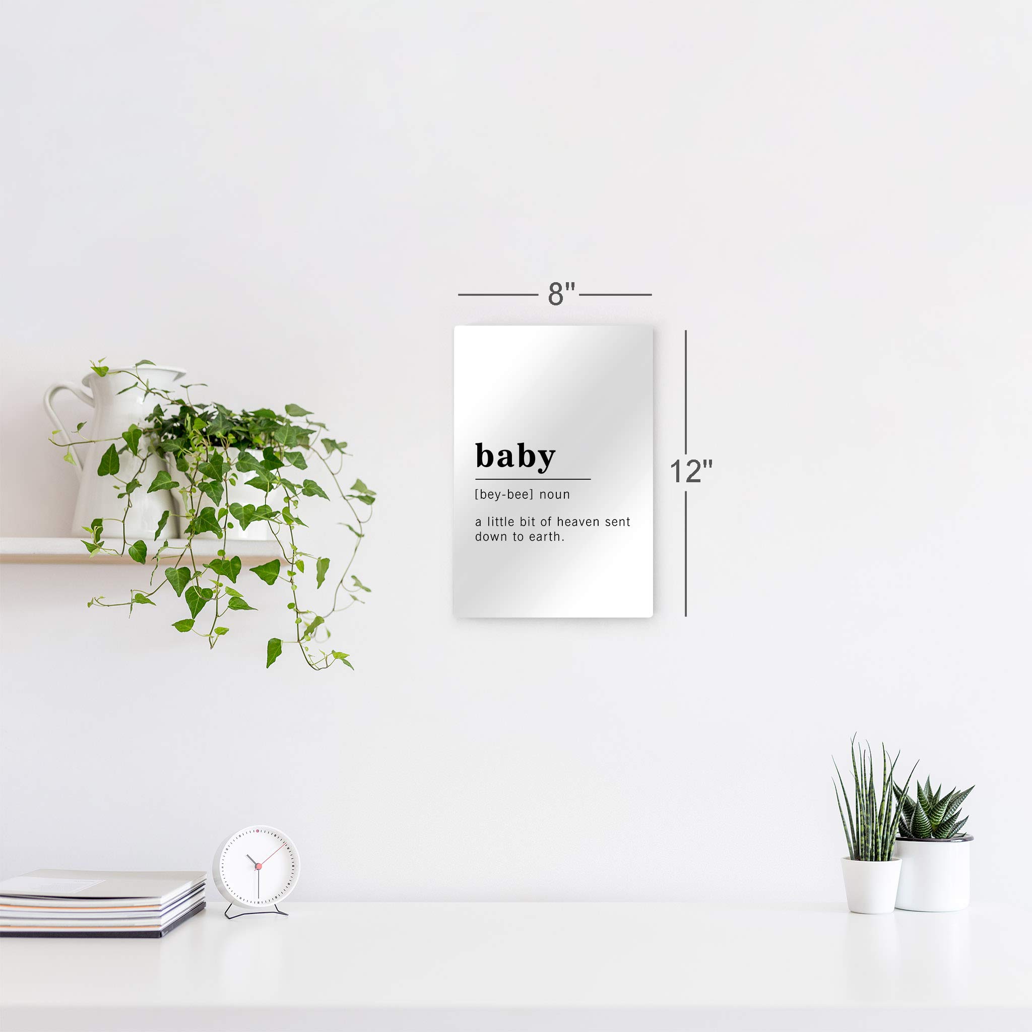 Funny Noun Dictionary Definition of Baby Metal Print - Inspirational Quote Sign for Office, Living Room, Bedroom & Bathroom - Ready to Hang Wall Art Home Decor (30x20 Inches, Made in USA) - Perfect for Nursery Decor, Housewarming Gifts & Funny Home Accents