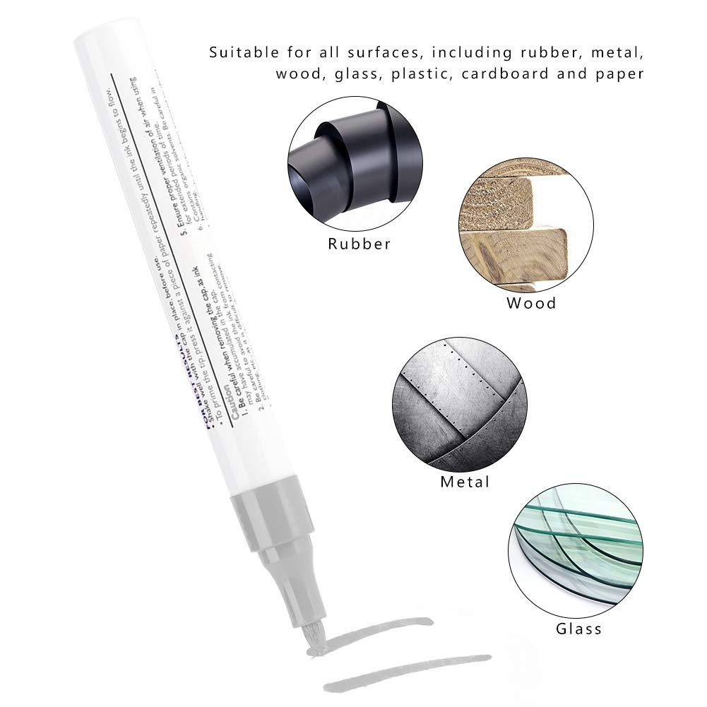 Premium Waterproof Car Tire Paint Pen - Professional Silver Markers for Tire Lettering & Custom Designs | Ideal for Car Enthusiasts, DIY Projects & Automotive Detailing