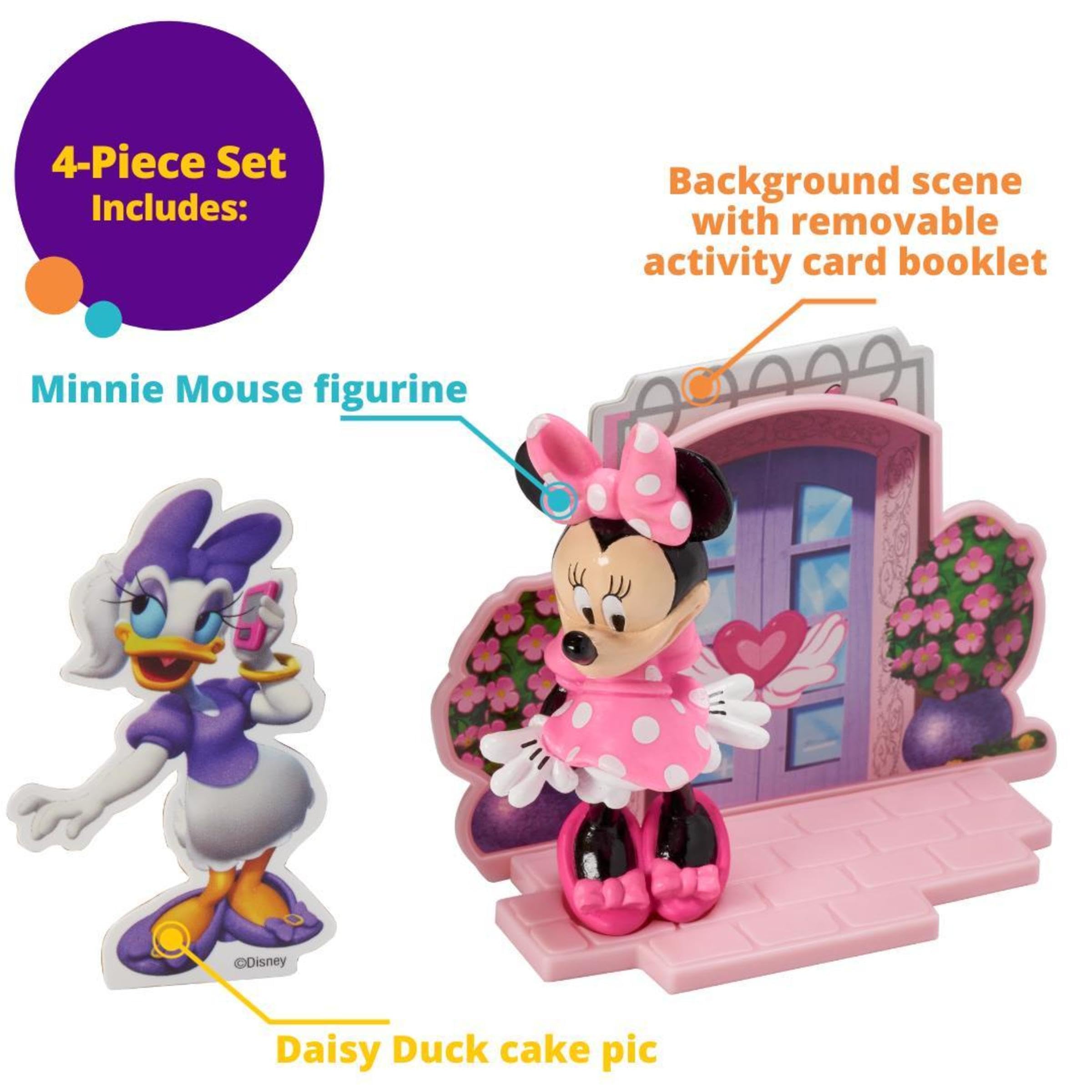 Disney Minnie Mouse Happy Helpers Cake Topper Set - 4-Piece Cake Decorations with Minnie Mouse & Daisy Duck - Perfect for Birthday Parties, Baby Showers & Disney-Themed Celebrations