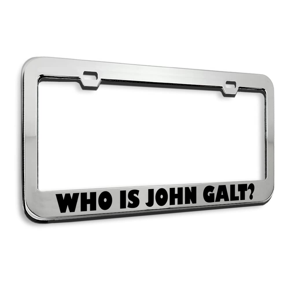 Stainless Steel License Plate Frame - 'Who is John Galt' Metal Tag Holder with 2 Holes | Durable Car Accessory for Vehicles, Trucks & SUVs | Perfect for Ayn Rand Fans & Car Enthusiasts