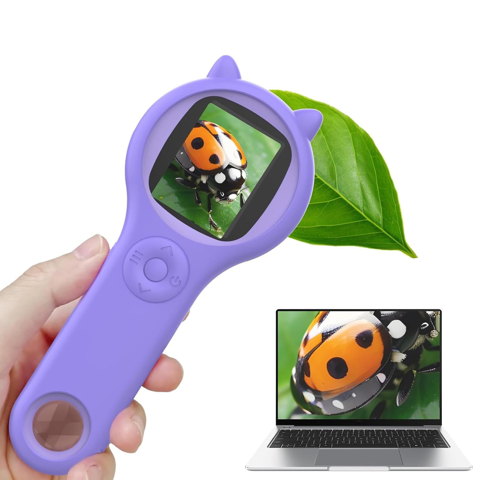 Kids Digital Microscope Camera with Screen - Portable Handheld Magnifying Glass for Children's Science Exploration & Outdoor Learning (Purple) | STEM Educational Toy for Classroom & Nature Discovery