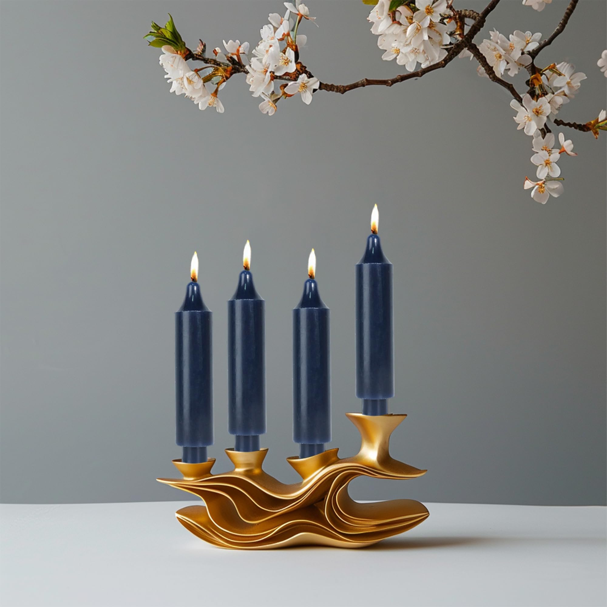 Navy Blue Taper Candles 6.5 Inch - Dripless Dinner Candles for Wedding Decor, Party Centerpieces & Romantic Home Dining (Set of 4) - Perfect for Tablescapes, Holiday Decor & Candlelight Dinners