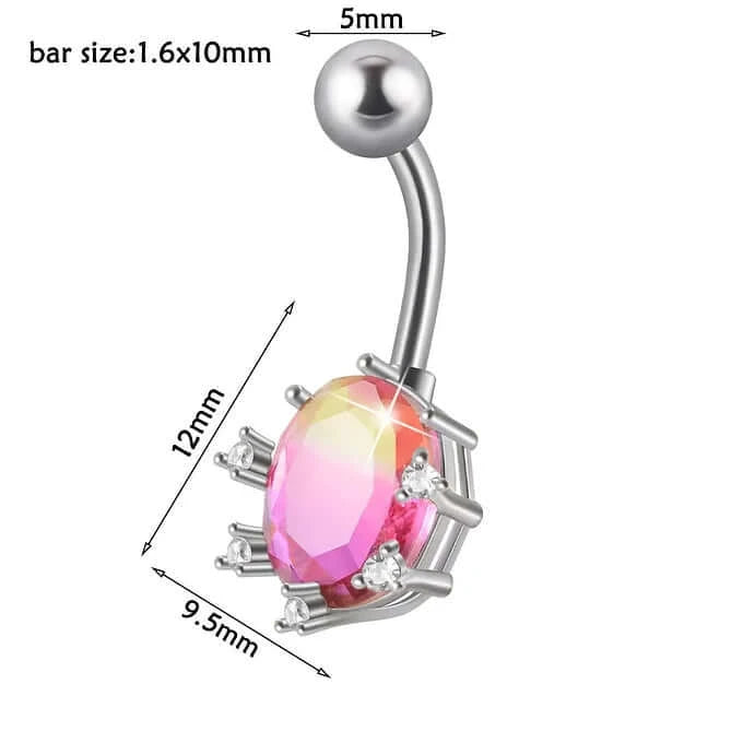14G Gradient Heart Belly Button Rings - Stainless Steel Navel Piercing Jewelry for Women | Perfect for Summer Beach, Pool Parties & Body Piercing Fashion