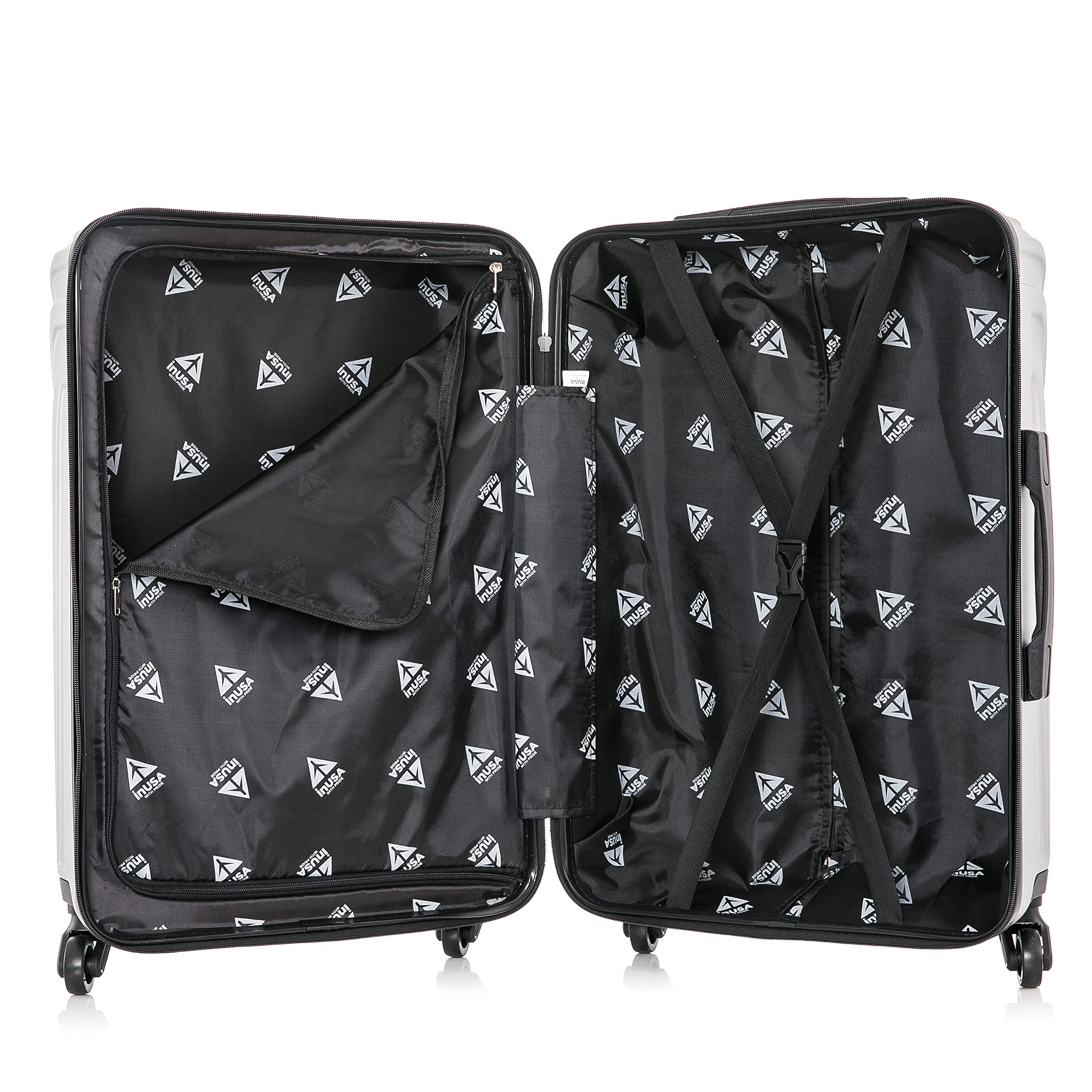 InUSA VASTY 3-Piece Hardshell Spinner Luggage Set (20in, 24in, 28in) - Lightweight Durable Suitcase with Trolley Handle for Air Travel, Business Trips & Family Vacations - Grey