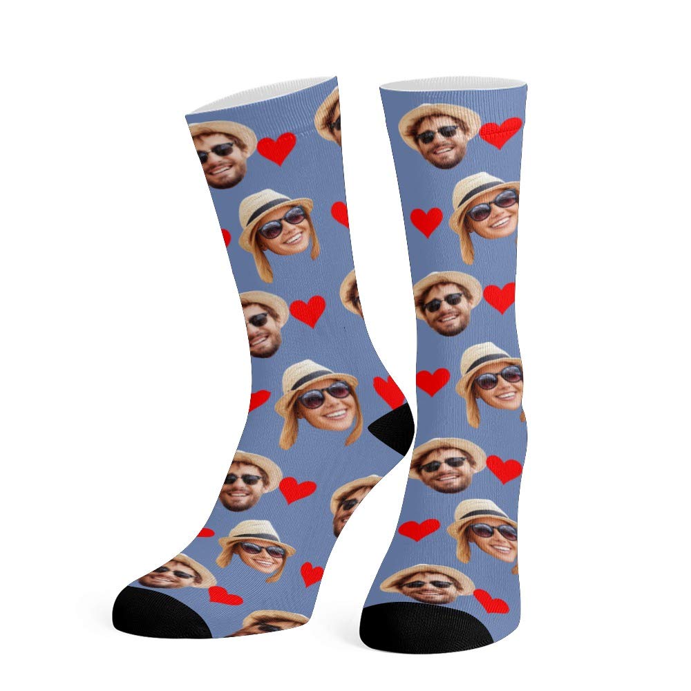 Custom Photo Face Socks for Couples - Personalized Novelty Socks for Men & Women - Perfect Gift for Anniversaries, Valentine's Day & Romantic Occasions