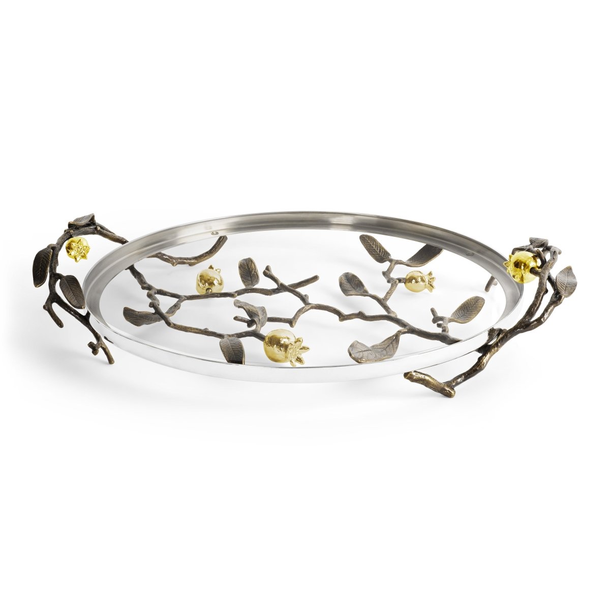 Premium Pomegranate Glass Serving Platter - Elegant Fruit & Dessert Tray for Parties, Weddings & Holiday Entertaining