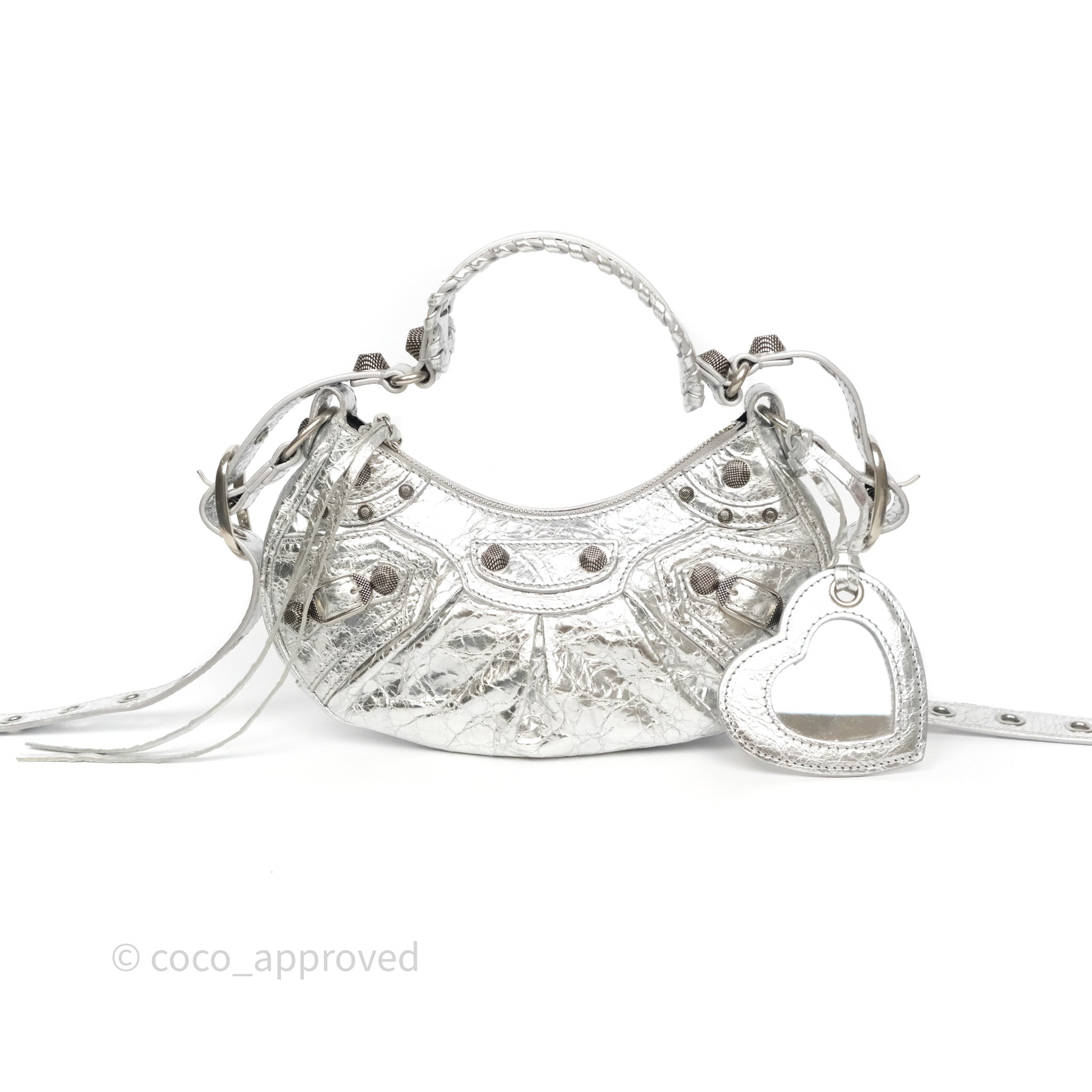 Balenciaga Le Cagole Shoulder Bag in Metallic Silver - Stylish Crossbody Purse for Women, Perfect for Night Out, Party & Everyday Use