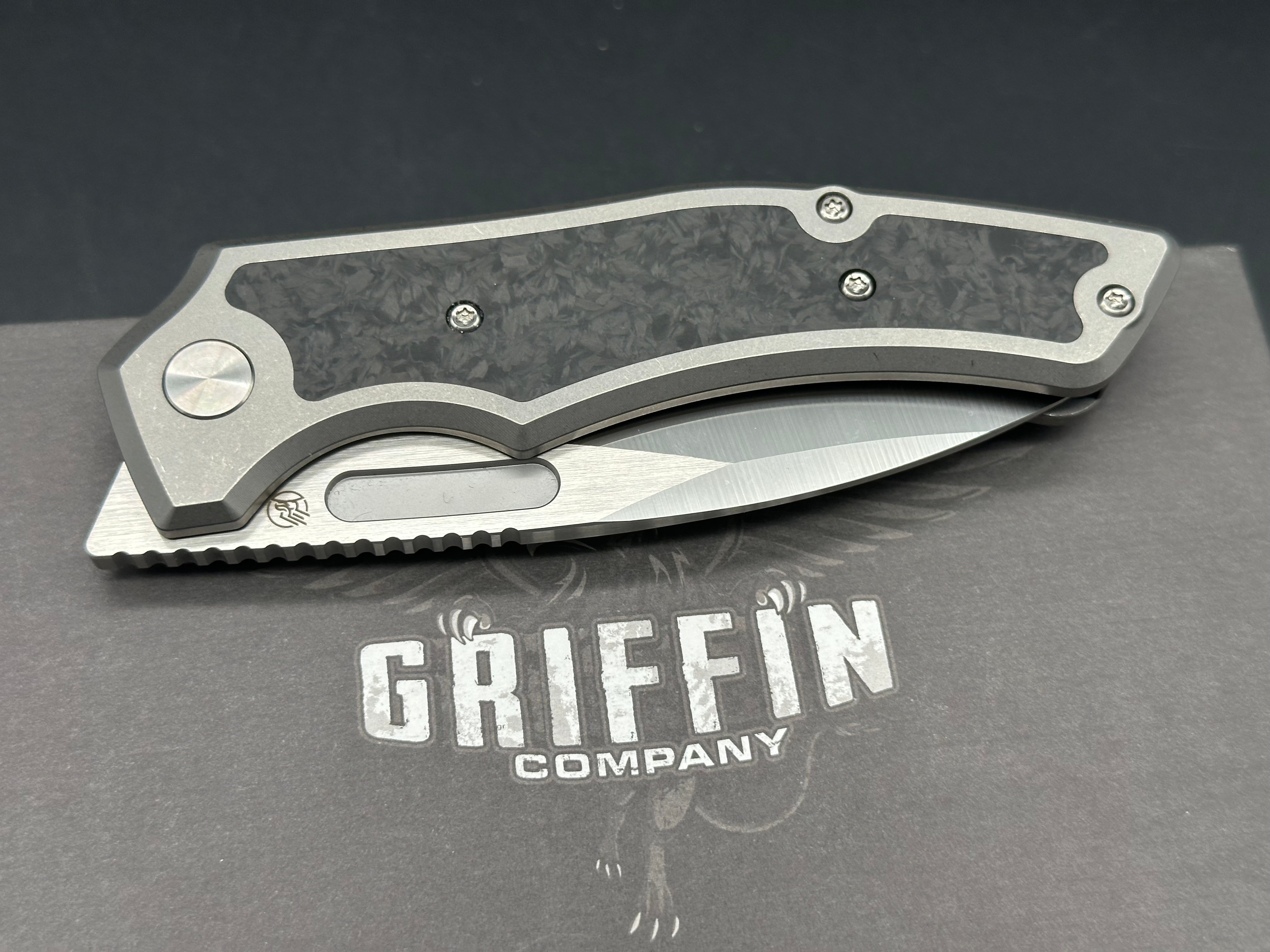 Premium Griffin Scout F3.5 Folding Knife - CPM Magnacut Blade with Satin Finish & Stonewashed Titanium Handles - EDC, Outdoor Survival, Camping, Hunting Gear