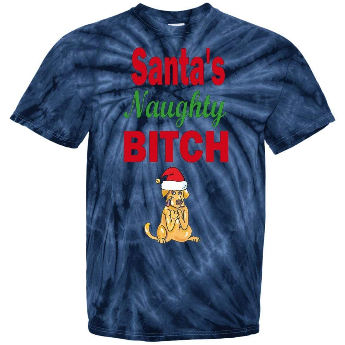 Santa's Naughty Bitch Tie Dye T-Shirt for Women | Funny Christmas Party Outfit | Holiday Gift for Her | Casual Wear & Festive Occasions