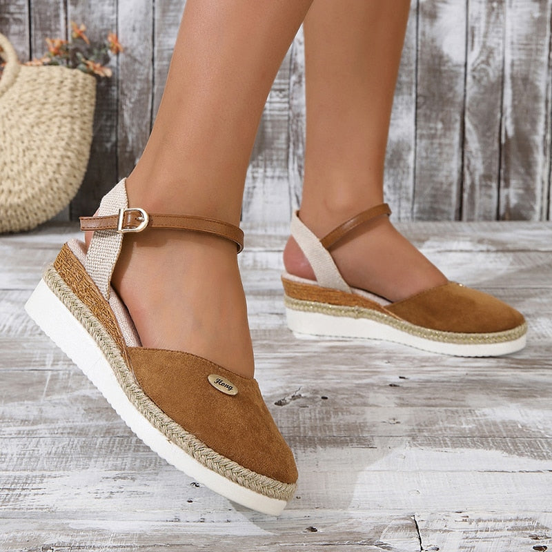 Women's Closed Toe Wedge Sandals - Summer Buckle Strap Gladiator Shoes Fashion Espadrilles Platform Sandals for Women | Perfect for Beach, Vacation, and Casual Outings