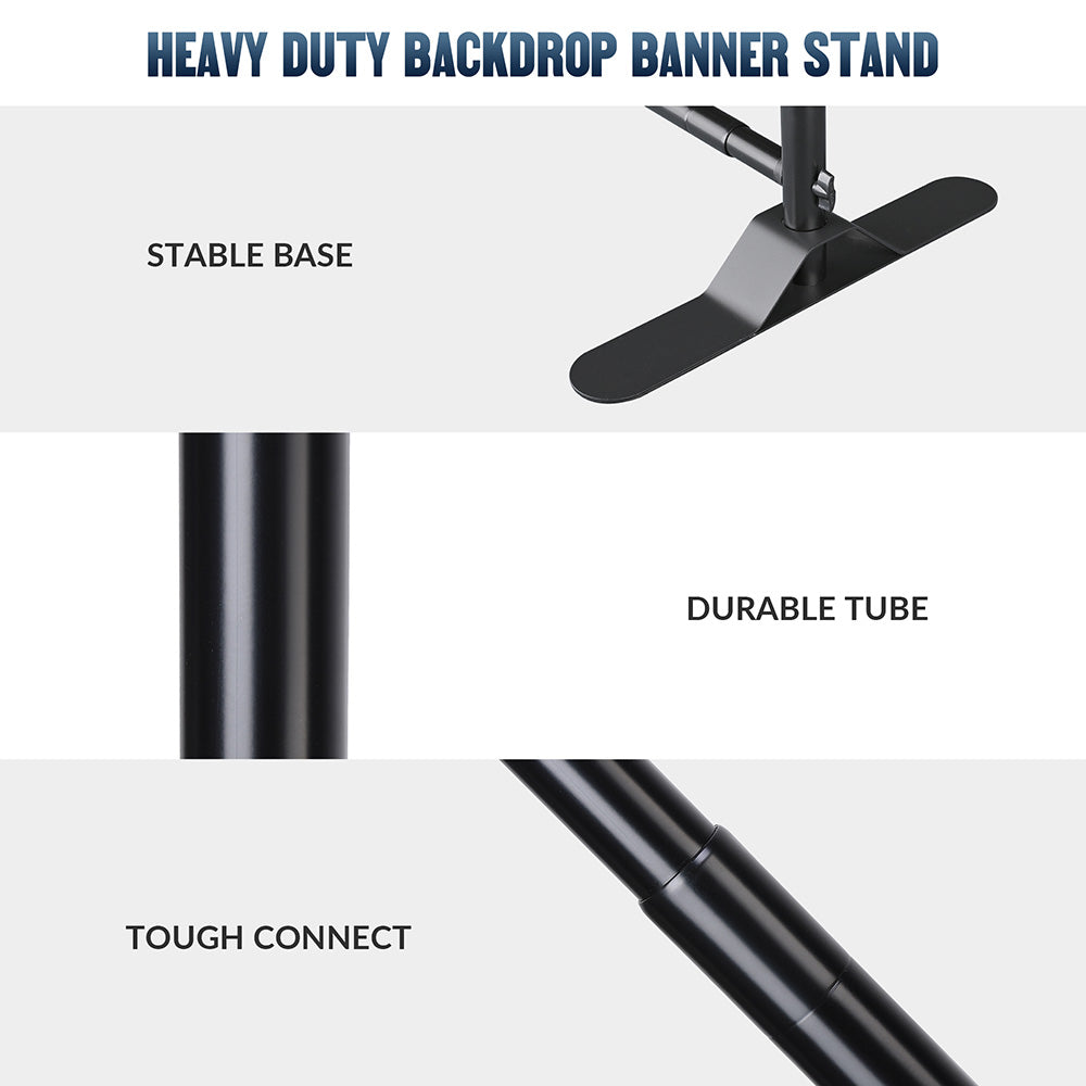 10'W x 8'H Jumbo Telescopic Banner Stand with Step & Repeat Backdrop - Portable Trade Show Display for Events, Business Promotions & Photo Booths