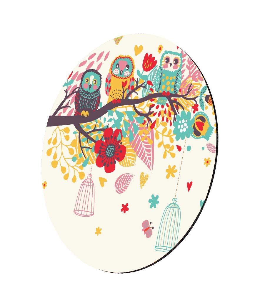 Non-Slip Round Watercolor Owl Mouse Pad - 200x200x3mm Office & Gaming Computer Accessory - Perfect for Workstations, Home Offices & PC Gaming Setups