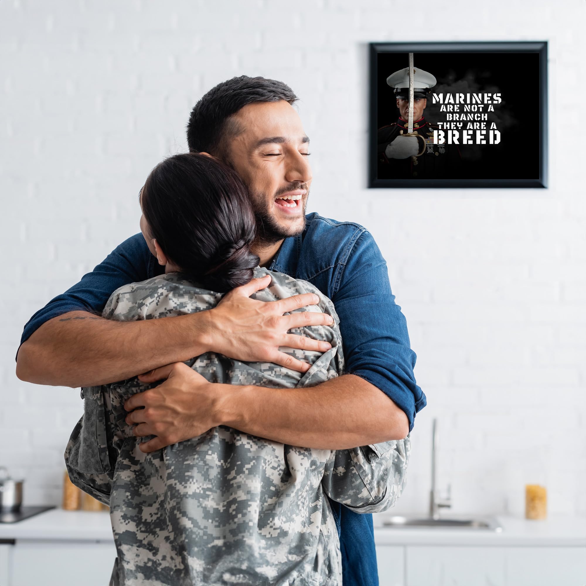 US Marine Corps Military Wall Art Print - Motivational Marine Decor for Home, Bedroom, Living Room & Office - Unframed 10x8 Inches - Perfect for Veterans Day, Military Appreciation & Patriotic Home Decor