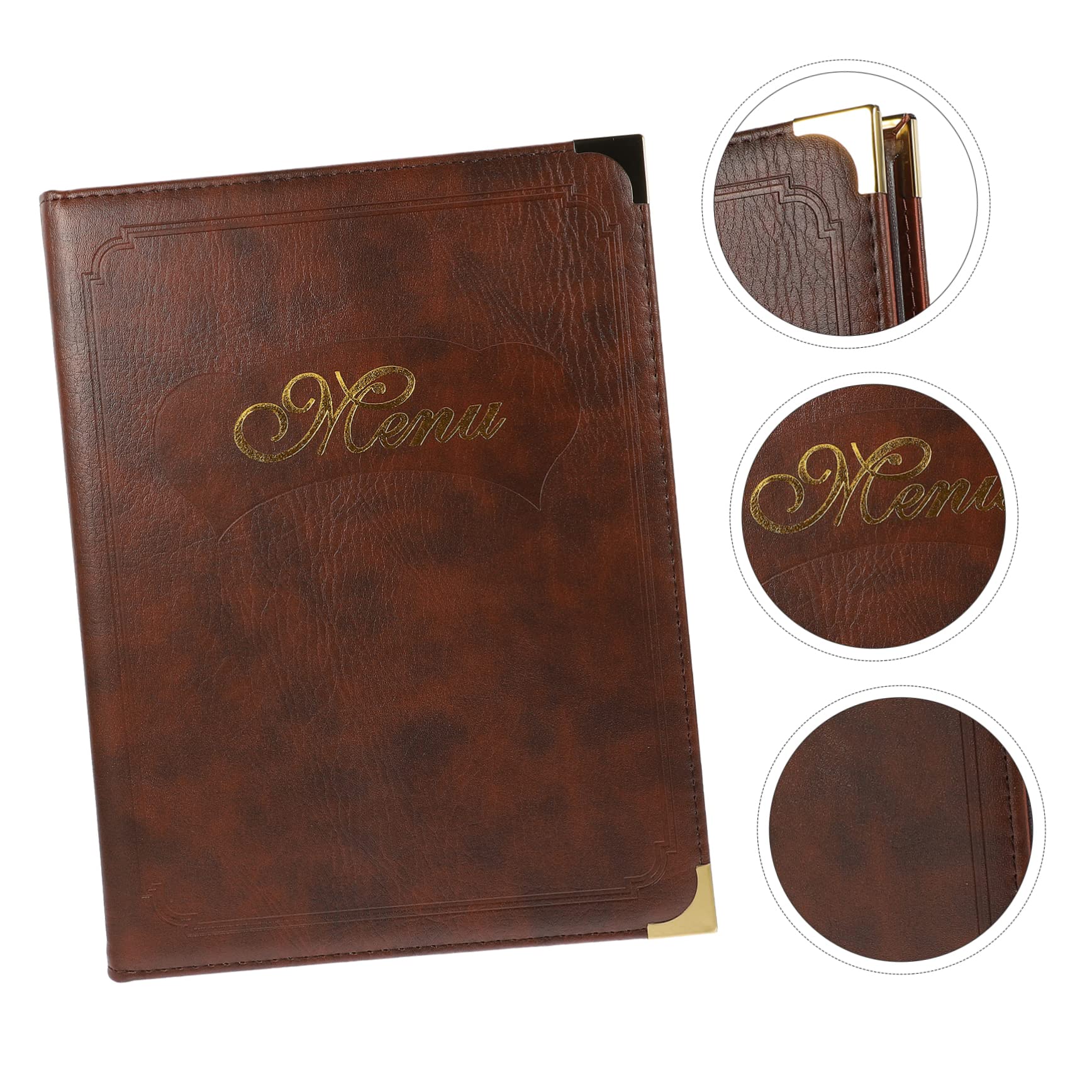 Premium Leather A4 Menu Holder - Restaurant Guest Check & Order Display Stand - Durable Leather Menu Book Cover for Tabletop Use - Ideal for Cafes, Bars, and Fine Dining Establishments