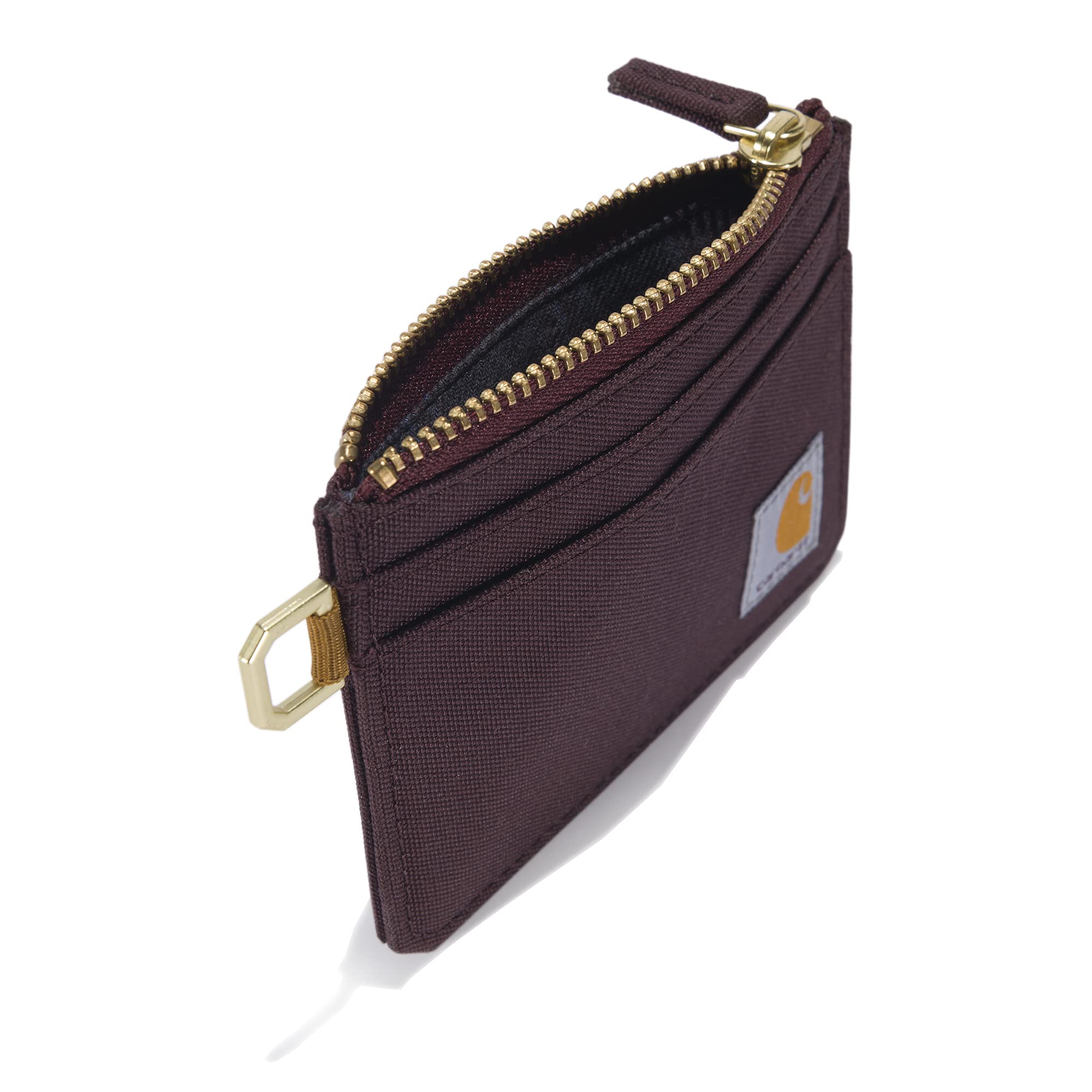 Carhartt Women's Leather & Canvas Wallet - Durable Nylon Duck Zippered Bifold Wallet for Women (Deep Wine, One Size US) - Perfect for Everyday Use, Travel & Outdoor Adventures