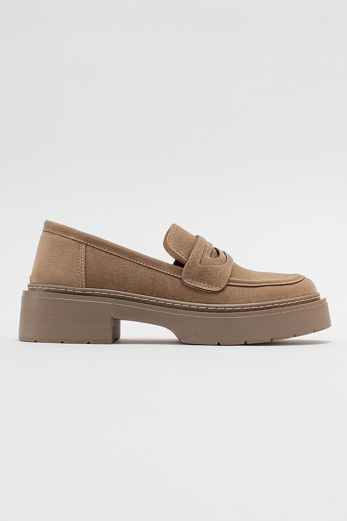 Josie Women's Beige Suede Loafers - Comfortable Slip-On Shoes for Casual Wear, Office & Travel