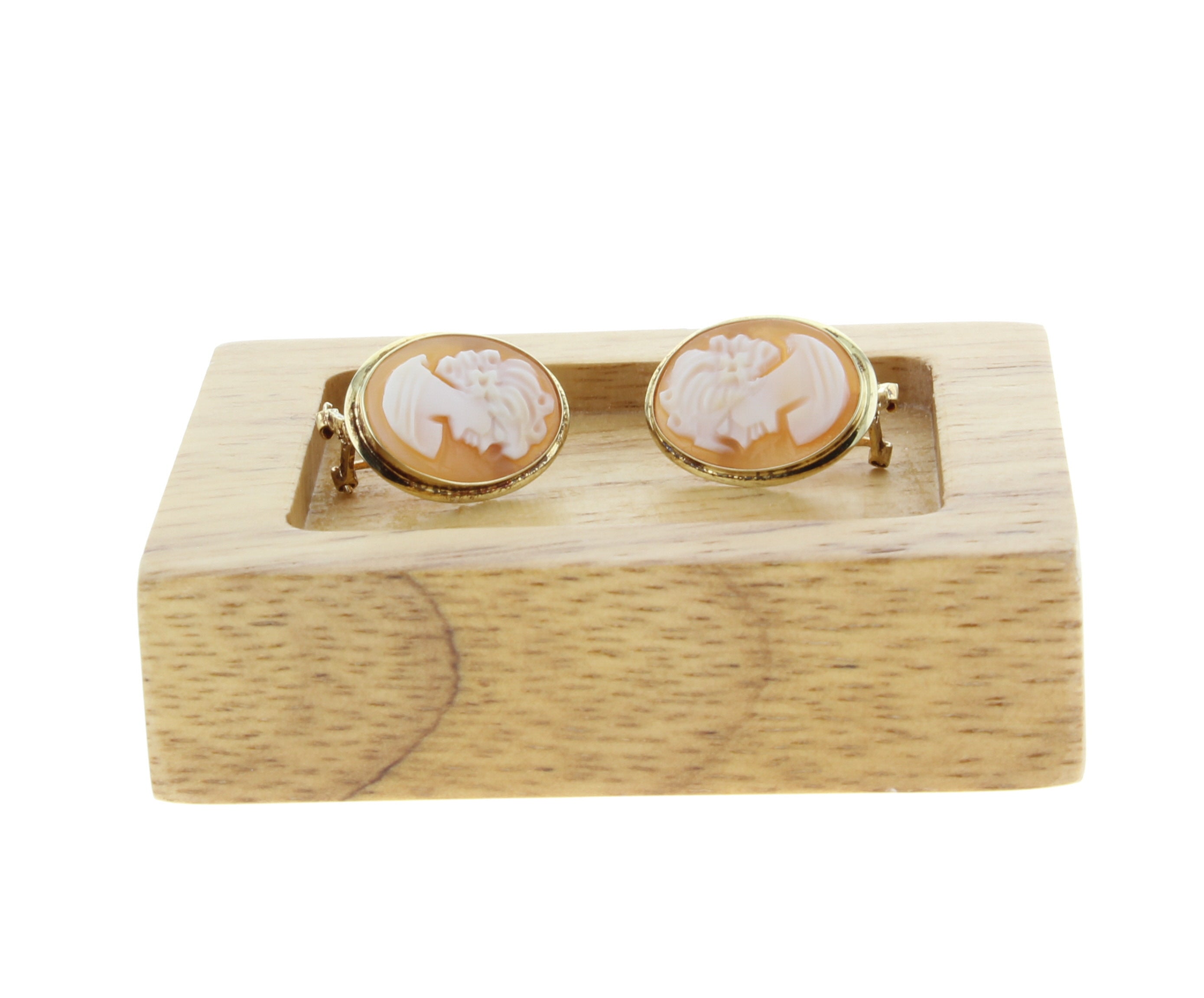 Vintage Pink Cameo Earrings 14k Yellow Gold - Elegant Antique Jewelry for Women, Perfect for Weddings, Parties & Special Occasions