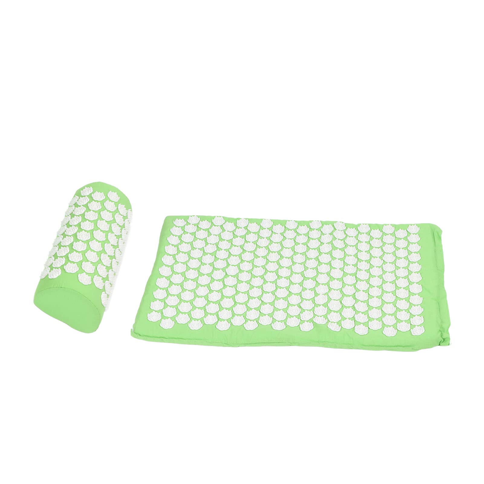 Acupressure Mat and Pillow Set for Back Pain Relief - Yoga & Massage Mat with Pillow for Relaxation, Stress Relief - Use on Sofa, Floor, Bed (Green) - Perfect for Home, Office & Travel Relaxation