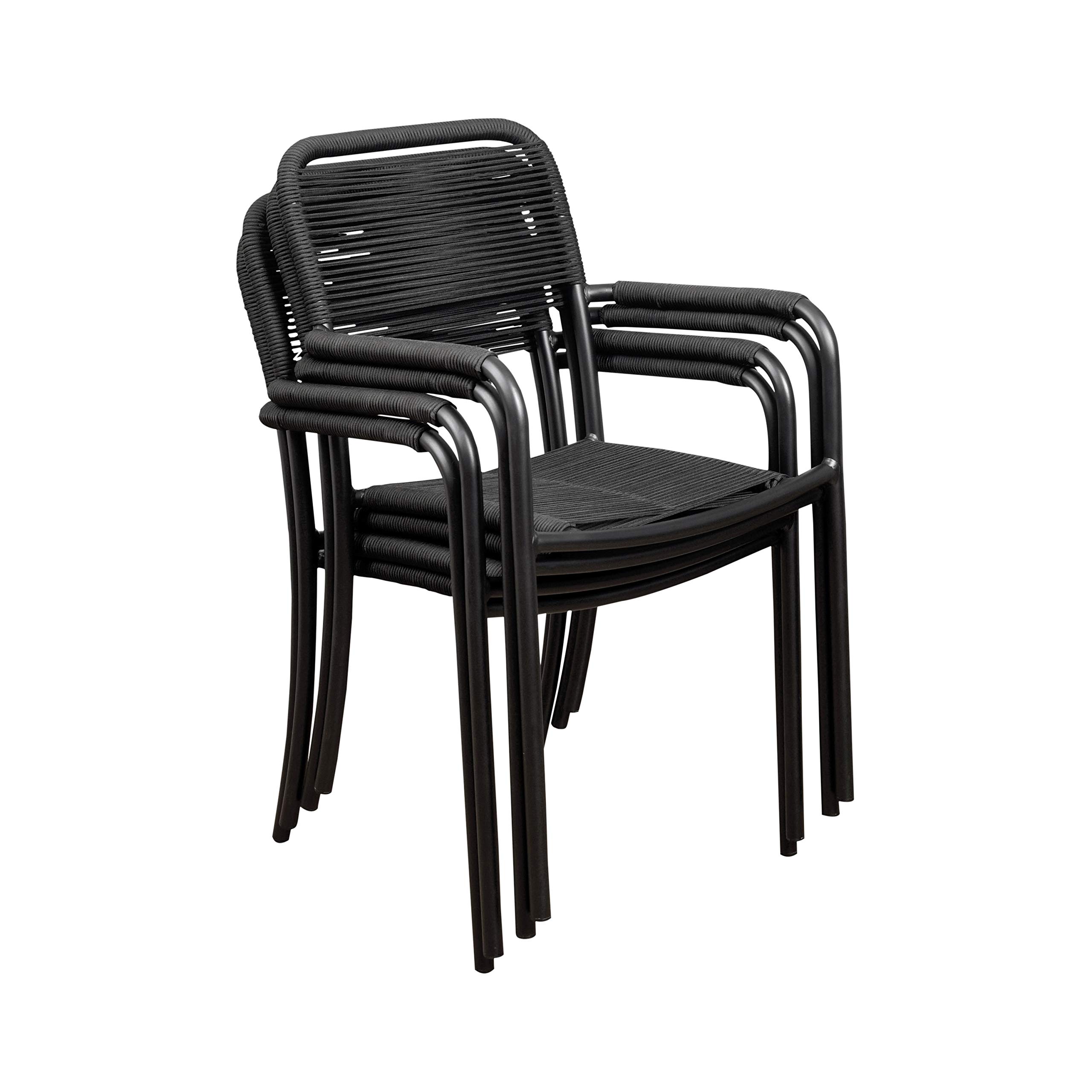 Premium 7-Piece Outdoor Dining Set - All-Weather Grade A Teak Wood Patio Furniture - Black Modern Backyard Dining Table & Chairs Set for Garden, Deck, Poolside & Outdoor Entertaining