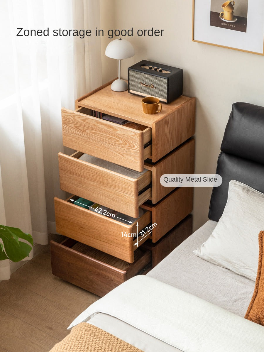 Premium Black Walnut, Cherry & Oak Solid Wood Nightstand with Customizable Storage | Modern Bedside Table for Bedroom, Living Room & Office