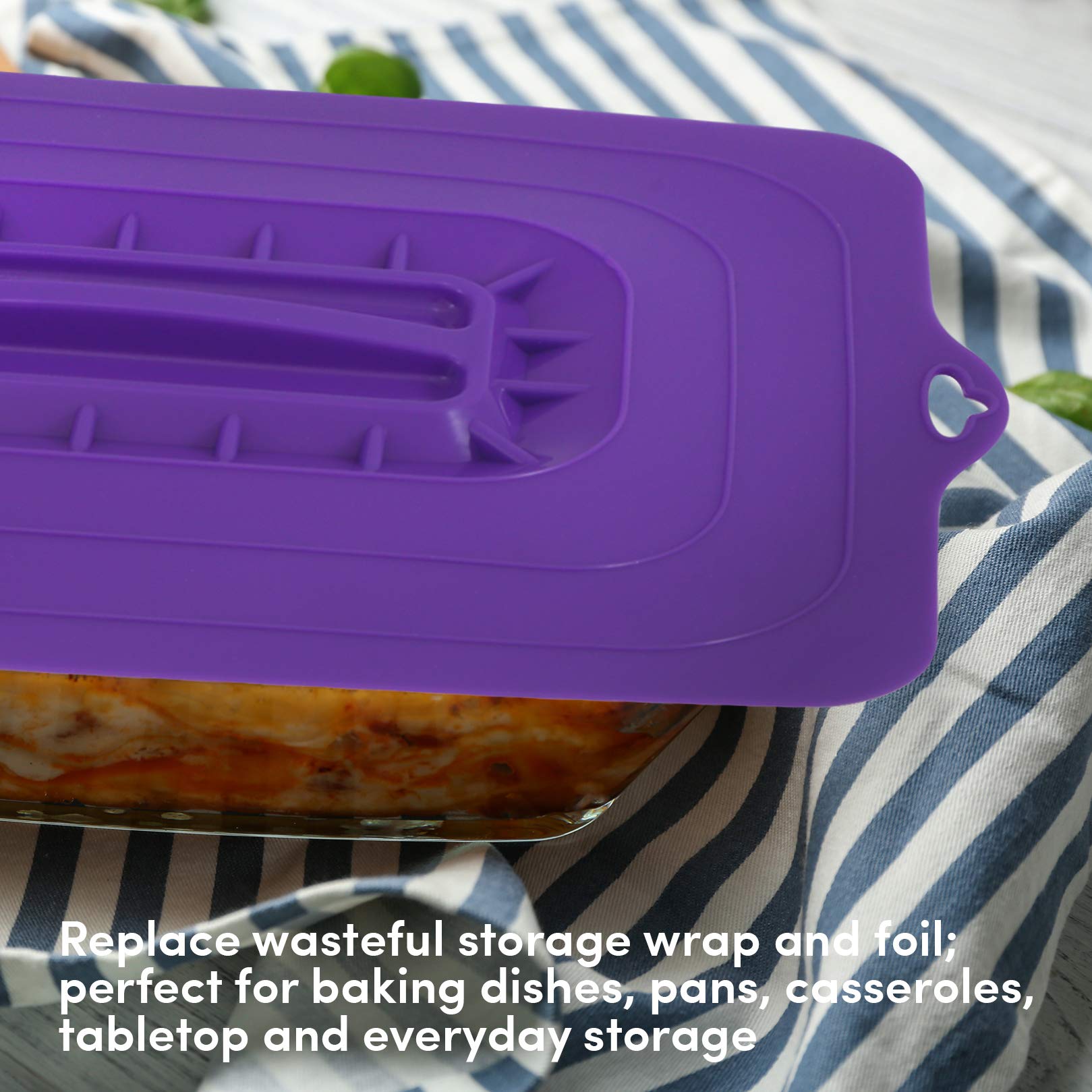 Elite Gourmet Silicone Suction Lids - Set of 3 for Casseroles & Baking Pans - Kitchen Essentials