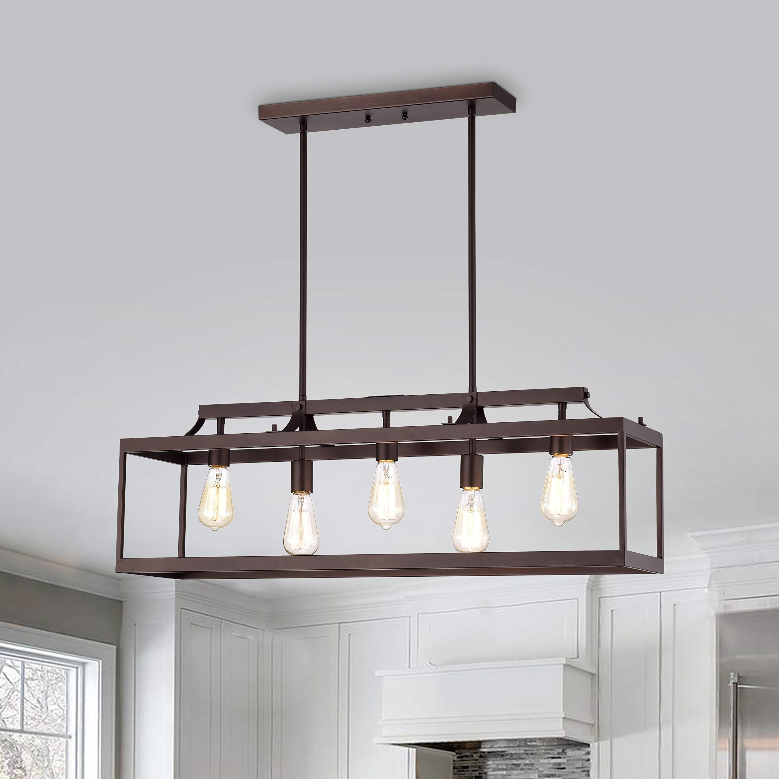 Chloe Lighting IRONCLAD Industrial 5-Light Oil Rubbed Bronze Pendant Light Fixture - 36