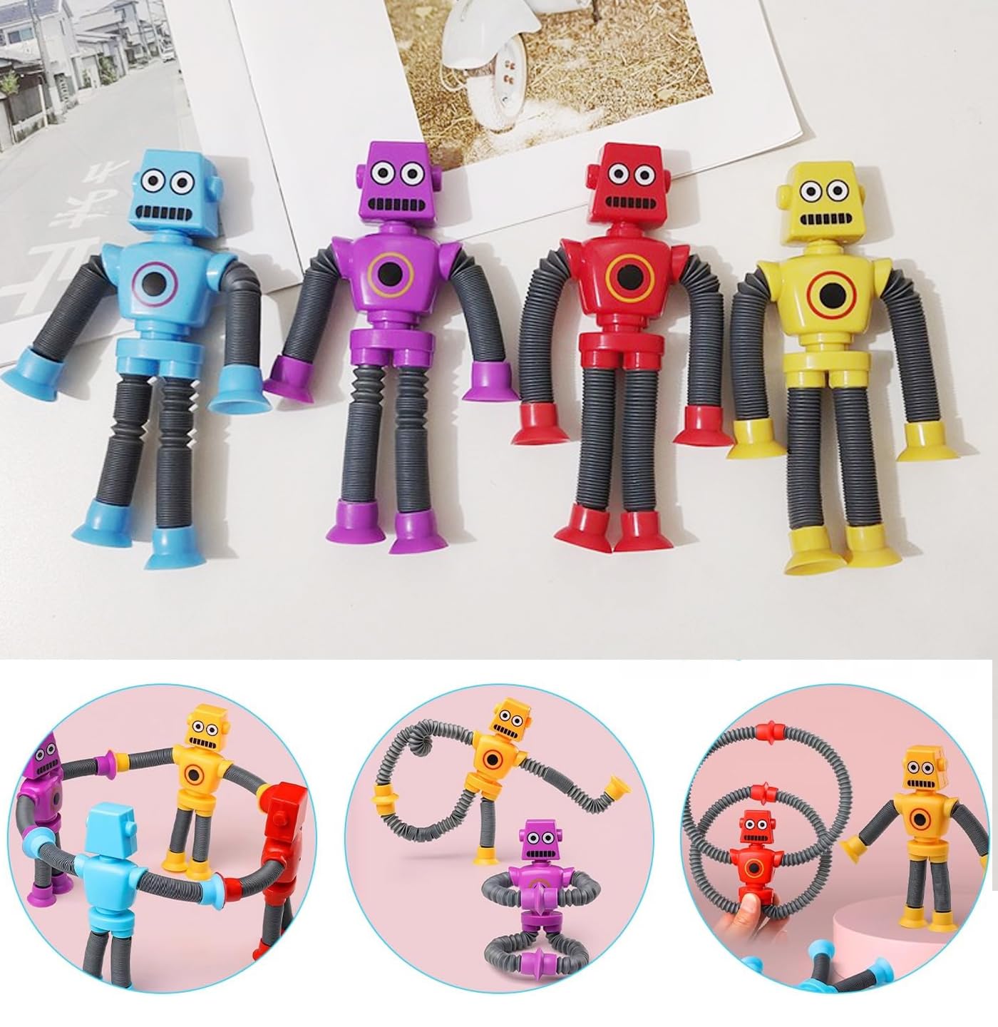 SSKHE Telescopic Suction Cup Robot Toy, Sensory Stretching Changing Shape Robot, Extendable Pulling Arm Educational STEM Toy for Kids - Perfect for Playtime, Learning & Stress Relief
