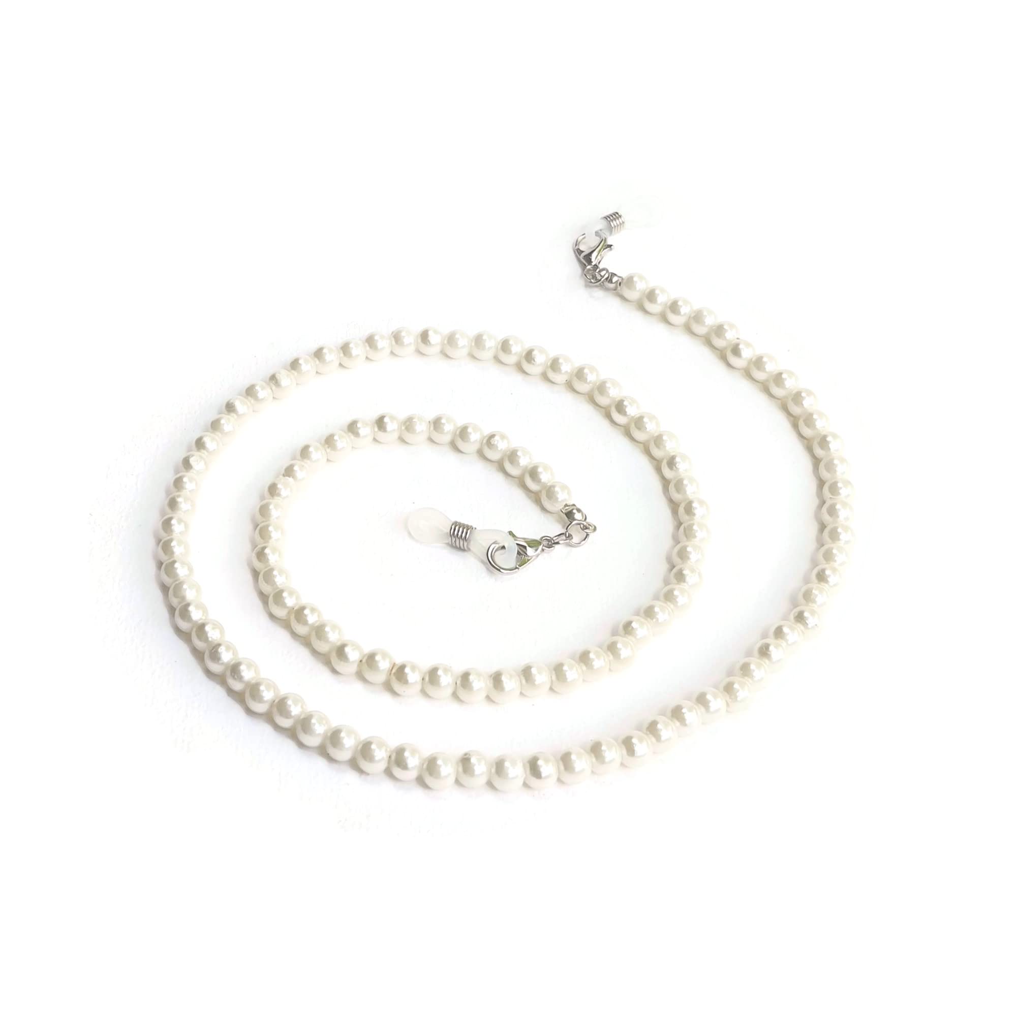 PATCHA Pearl Beaded Glasses Chain for Women - Stylish Eyeglass Holder Necklace, Sunglasses Strap with Adjustable Length - Perfect for Reading, Driving, and Outdoor Activities