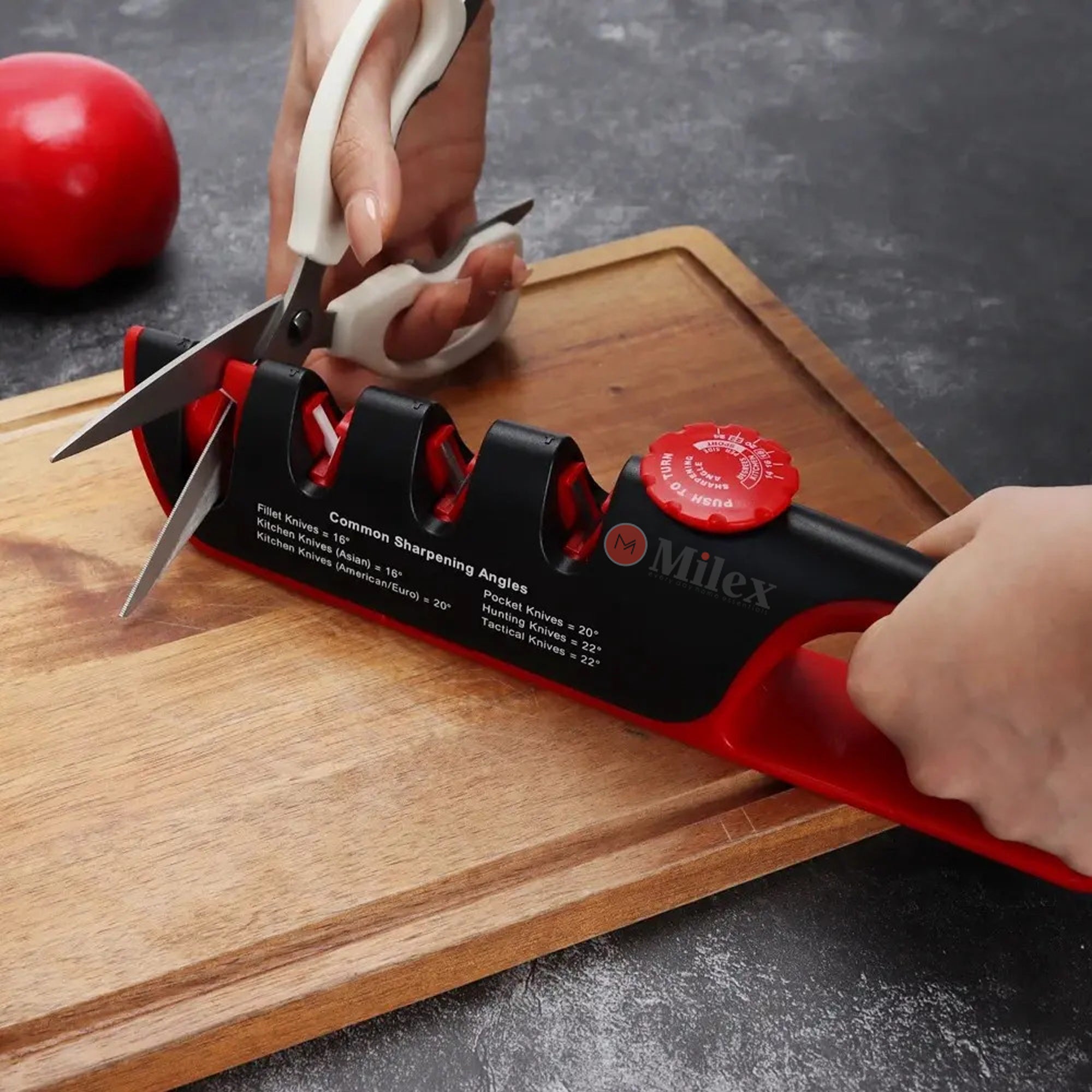 MILEX SAMURAI AGE Knife Sharpener - Professional Kitchen Tool for Sharpening Knives, Scissors & Blades - Perfect for Home, Restaurant & Outdoor Use