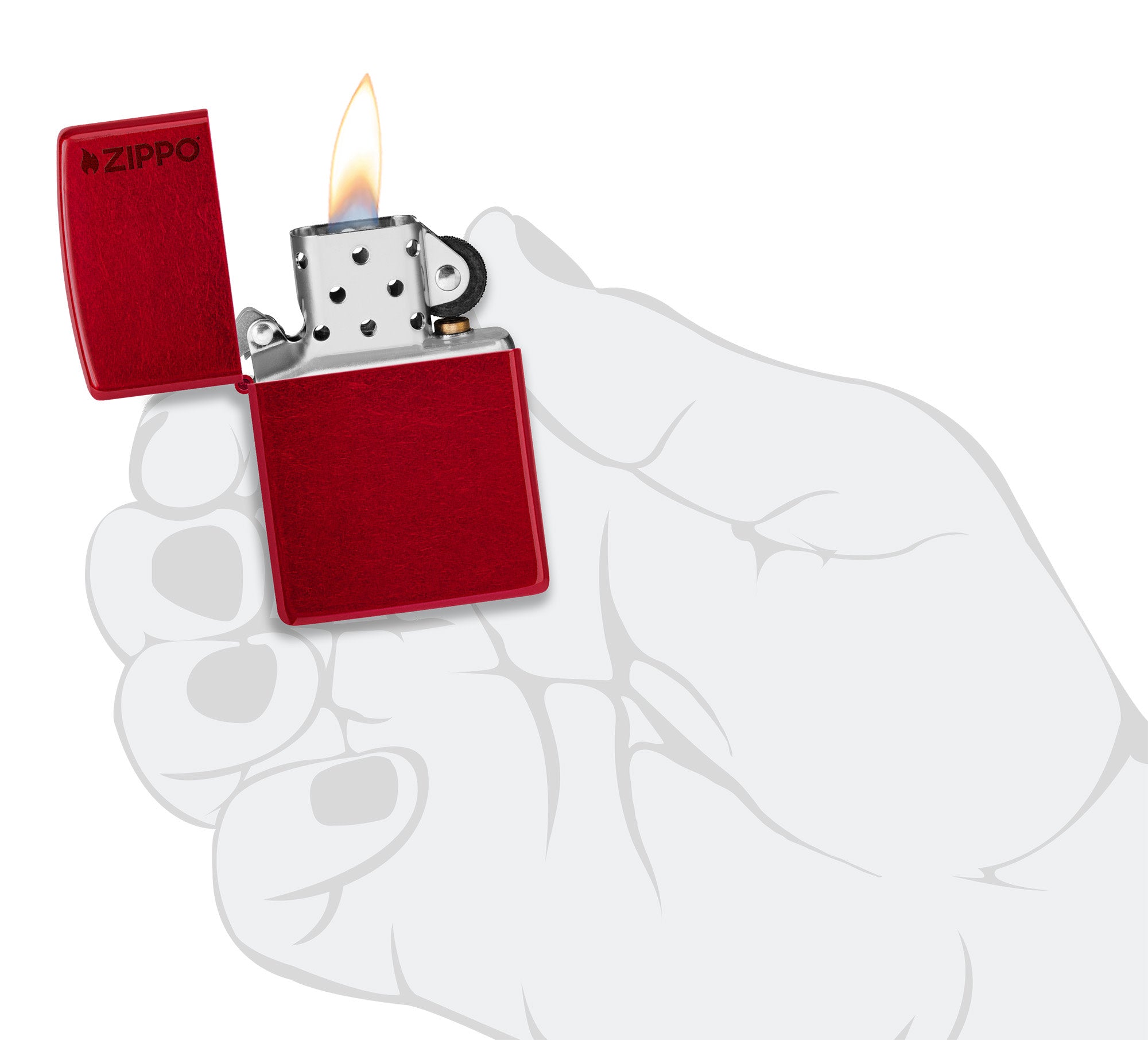 Classic Candy Apple Red Zippo Lighter with Logo - Windproof Refillable Metal Lighter for Camping, Outdoor Adventures & Everyday Carry (EDC)