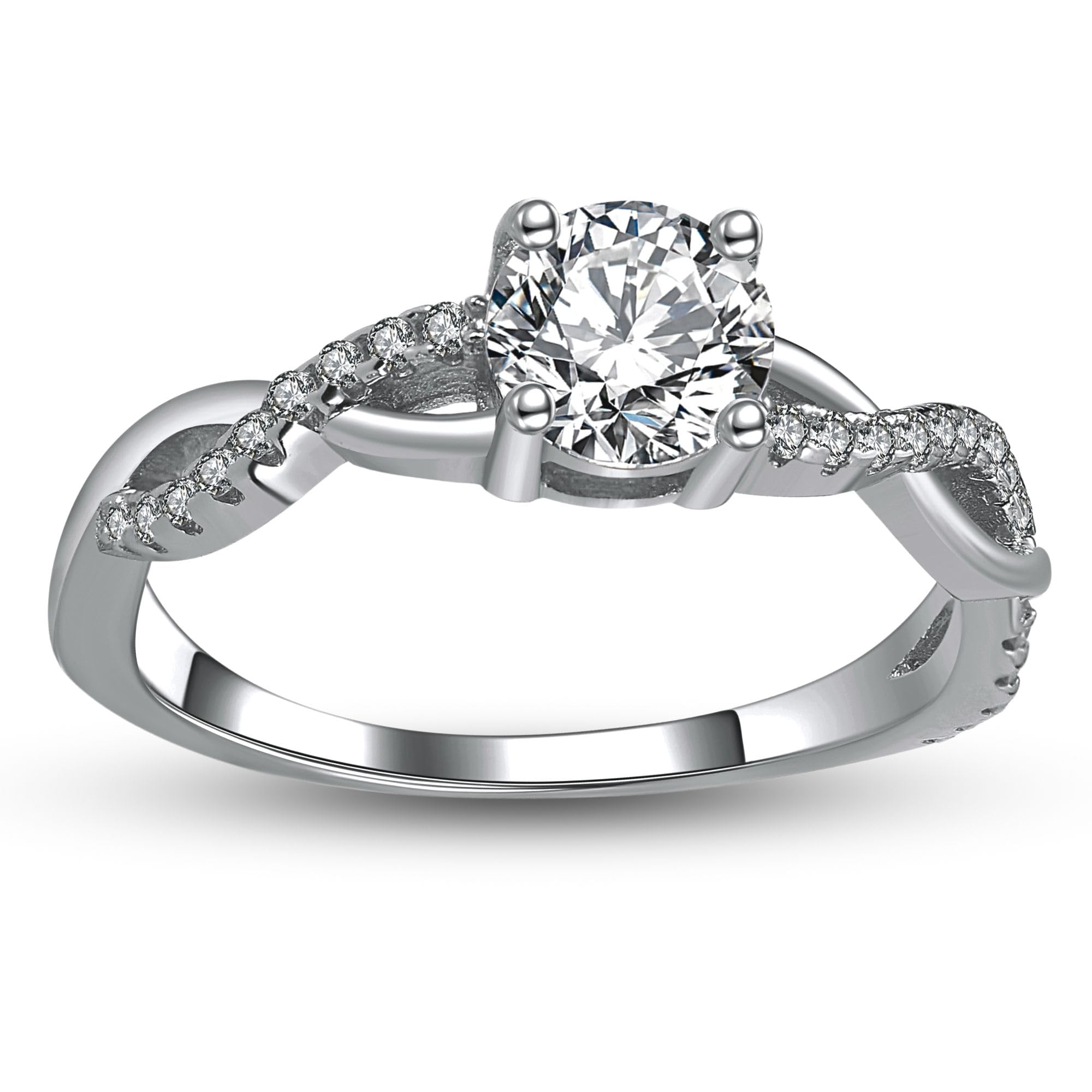 Ginger Lyne 1 Carat Twist CZ Engagement Ring for Women - 925 Sterling Silver Black Diamond Wedding Band, Size 12 | Promise Ring, Travel Jewelry & Bridal Gift for Her | Perfect for Anniversaries, Proposals & Special Occasions
