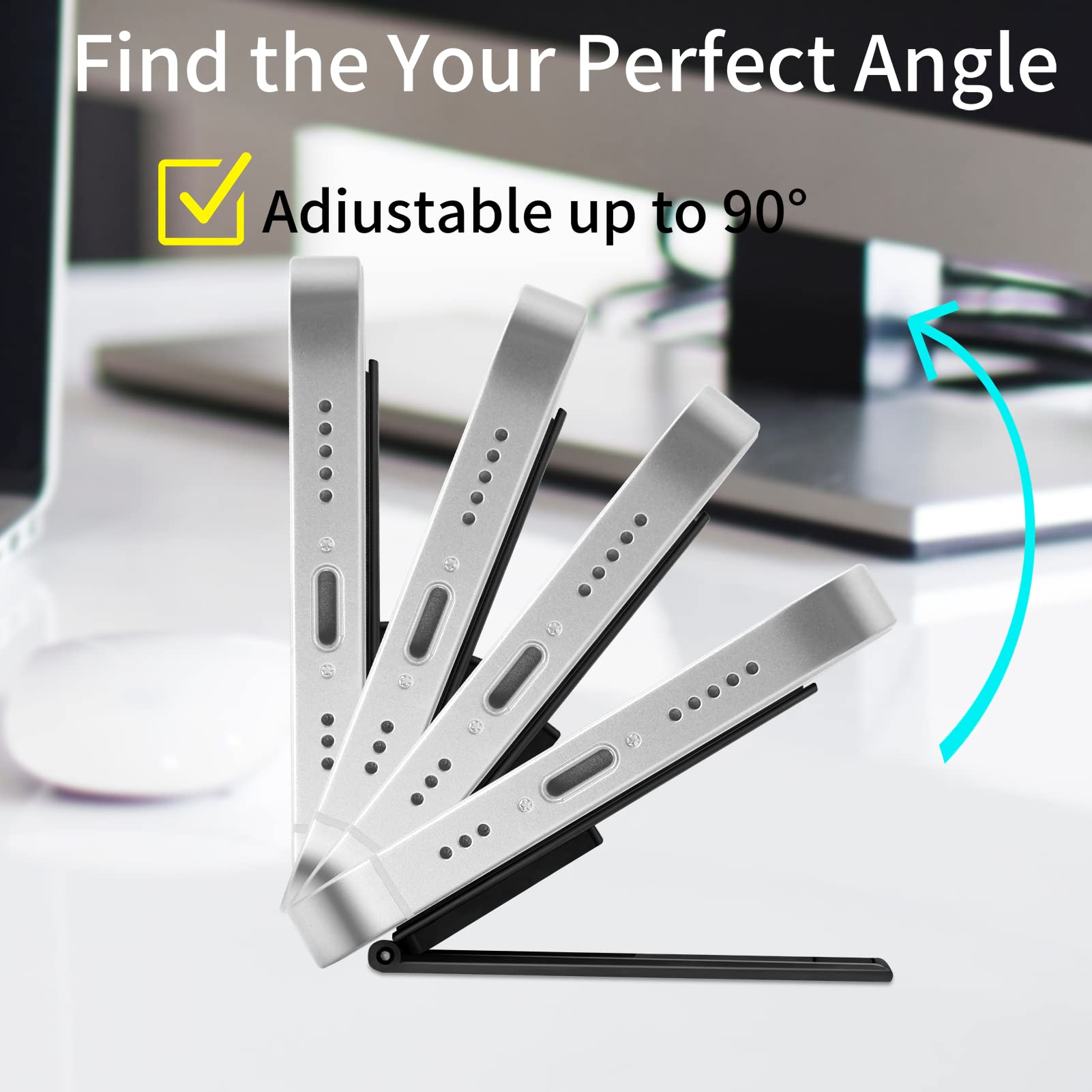 Foldable Mini Phone Kickstand - Portable Invisible Metal Phone Stand Holder for Desk, Compatible with iPhone Samsung & All Smartphones (Black) - Perfect for Watching Videos, Video Calls & Hands-Free Use