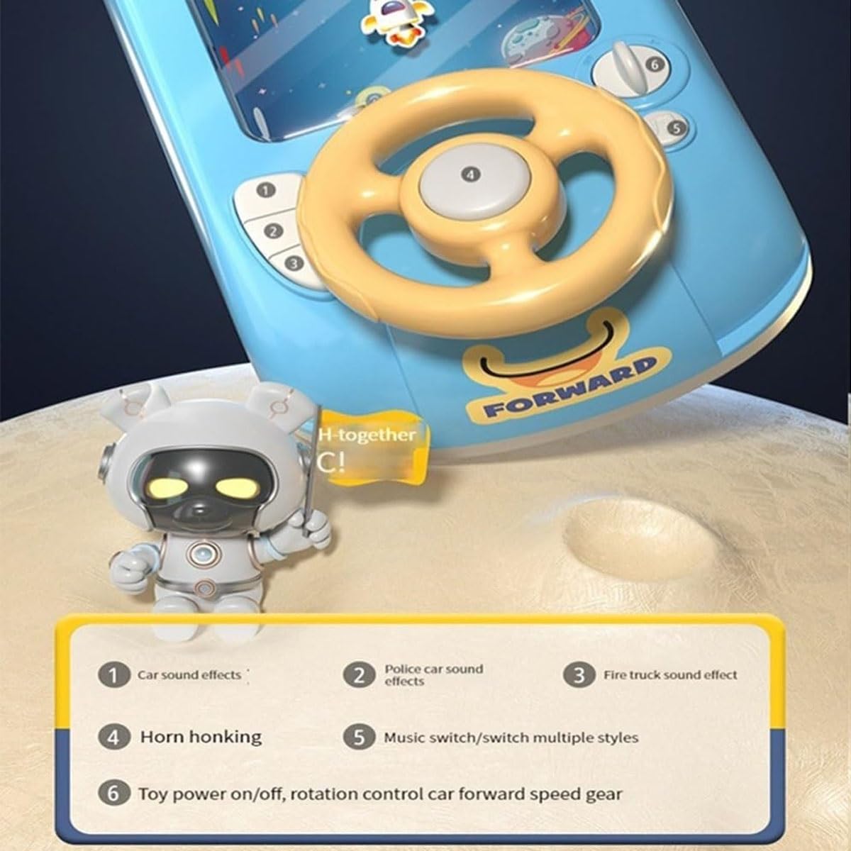 **Kids Steering Wheel Toy - Interactive Car Racing Adventure Toy for Toddlers 1-3, Fun Driving Game for Backseat Play (Blue & Green) – Perfect for Road Trips & Pretend Play**
