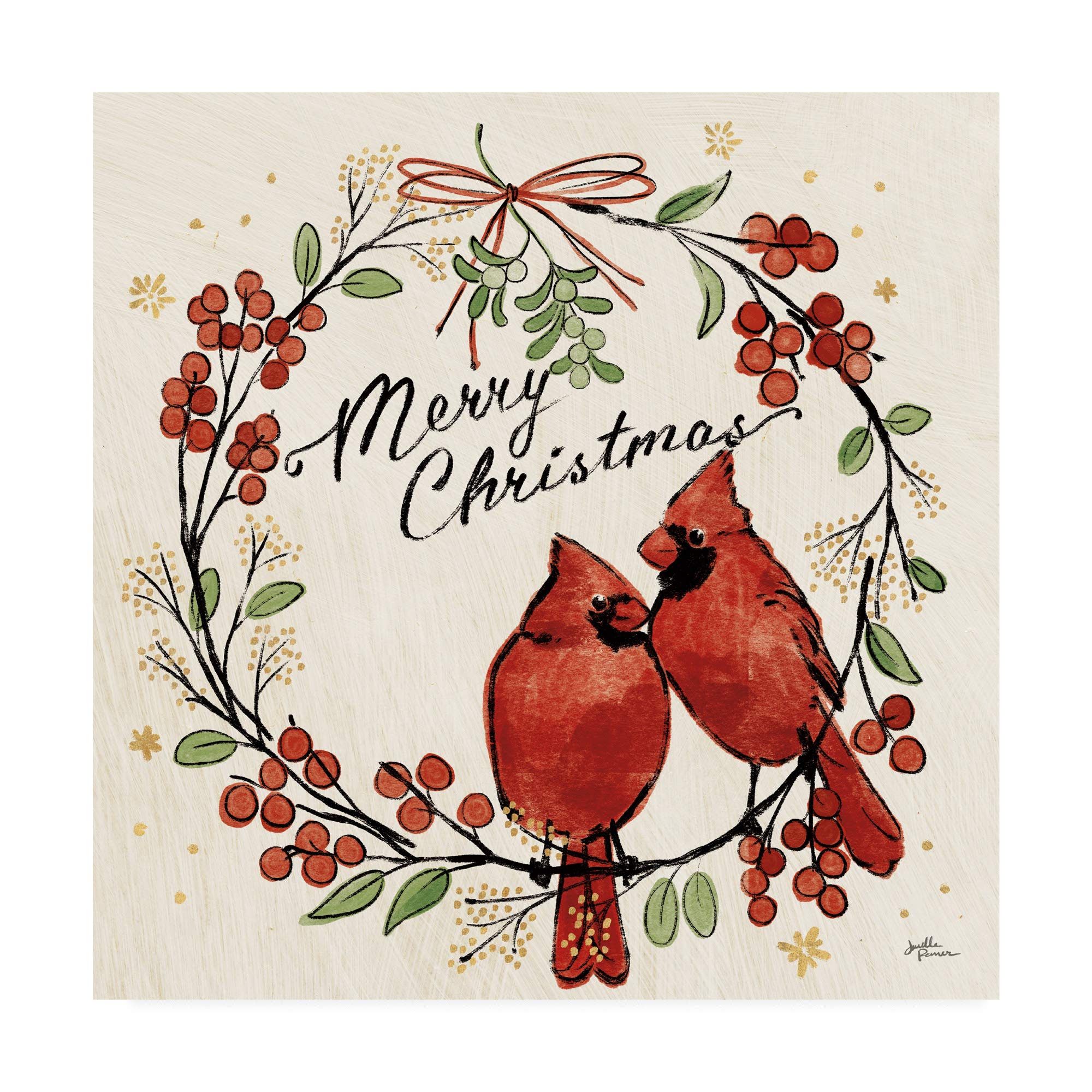 Janelle Penner Christmas Lovebirds XII - 18x18 Framed Wall Art Print, Romantic Holiday Decor for Living Room, Bedroom & Office