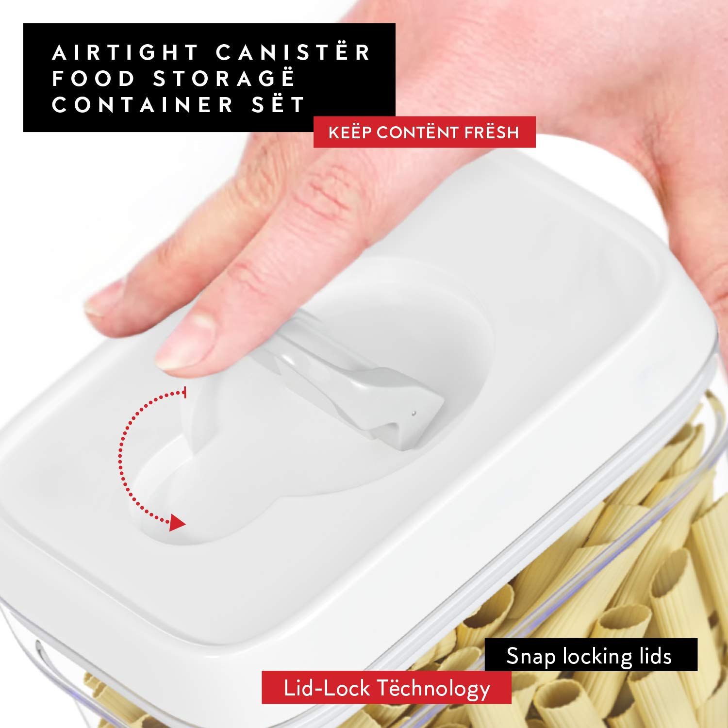 DWËLLZA 5-Piece Airtight Food Storage Containers Set with Lids - BPA-Free Clear Kitchen Pantry Organizers for Flour, Sugar, Cereal & Dry Goods - Perfect for Meal Prep, Baking & Food Freshness
