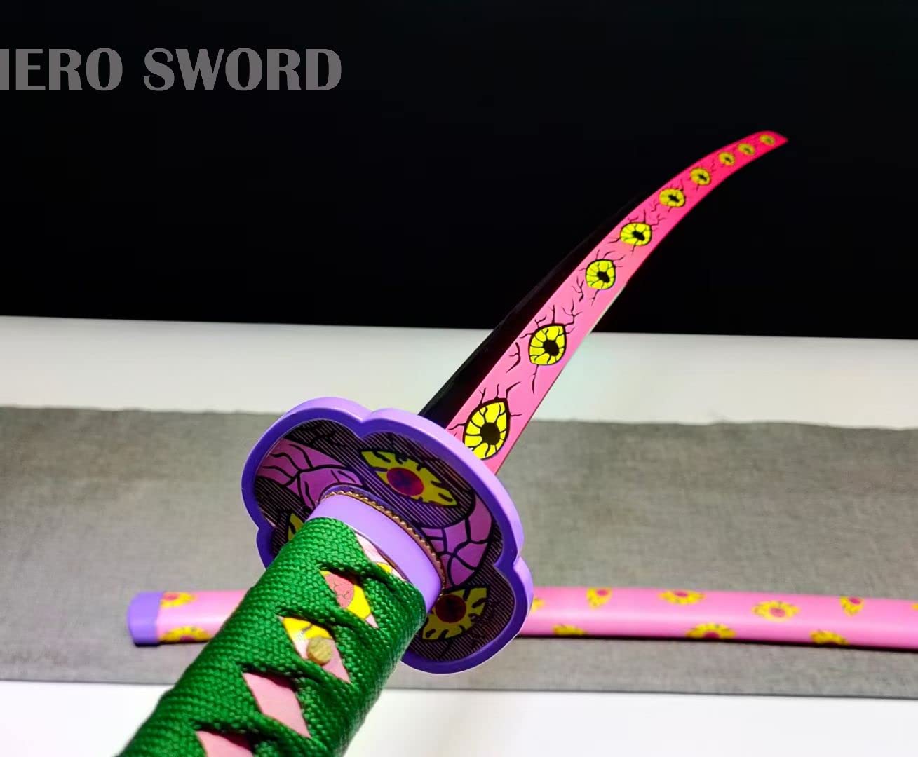 Handmade 1095 High Carbon Steel Demon Slayer Katana Sword - Agatsuma Zenitsu Cosplay Knife, Sharp Japanese Anime Sword Real Weapon - Perfect for Cosplay, Collection & Martial Arts Training