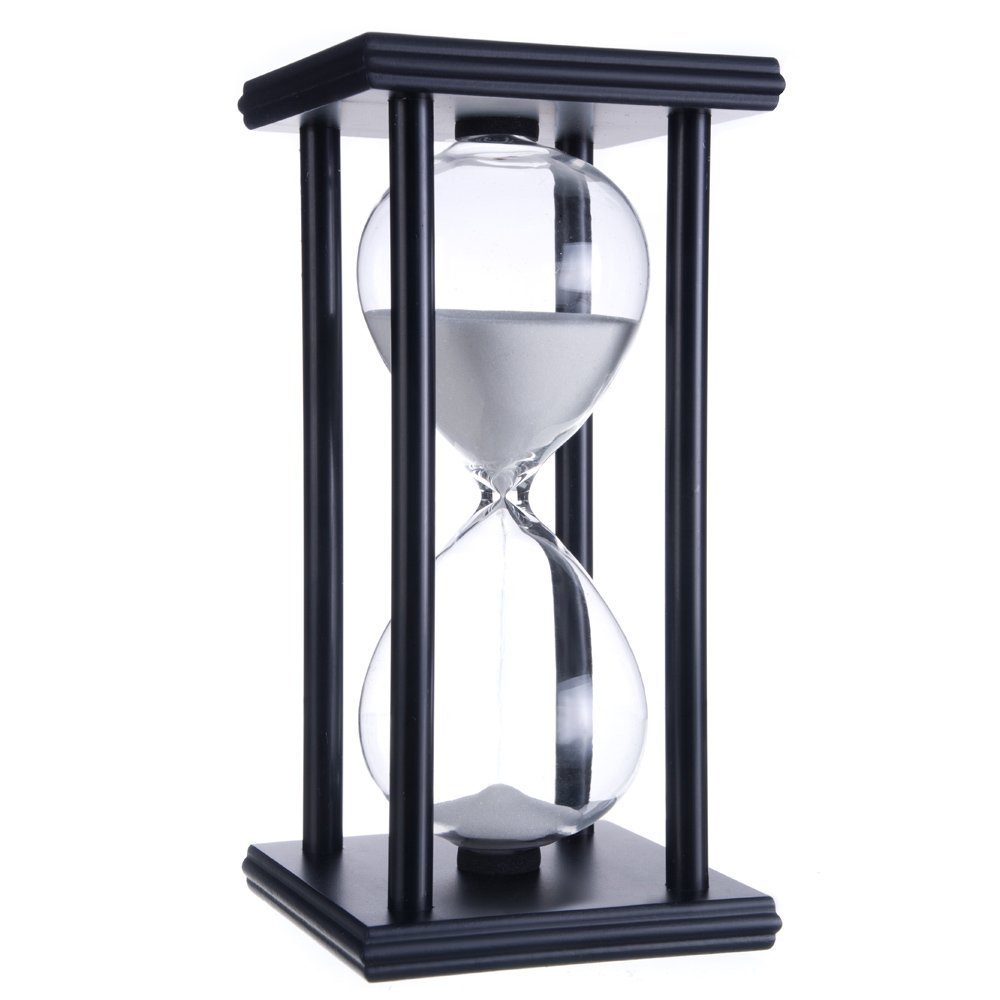 30 Minute Sand Timer - Wooden Hourglass for Kids Room Decor, Birthday Gift, Tea & Coffee Table, Bookshelf, School Games - White Sand Clock for Time Management & Meditation