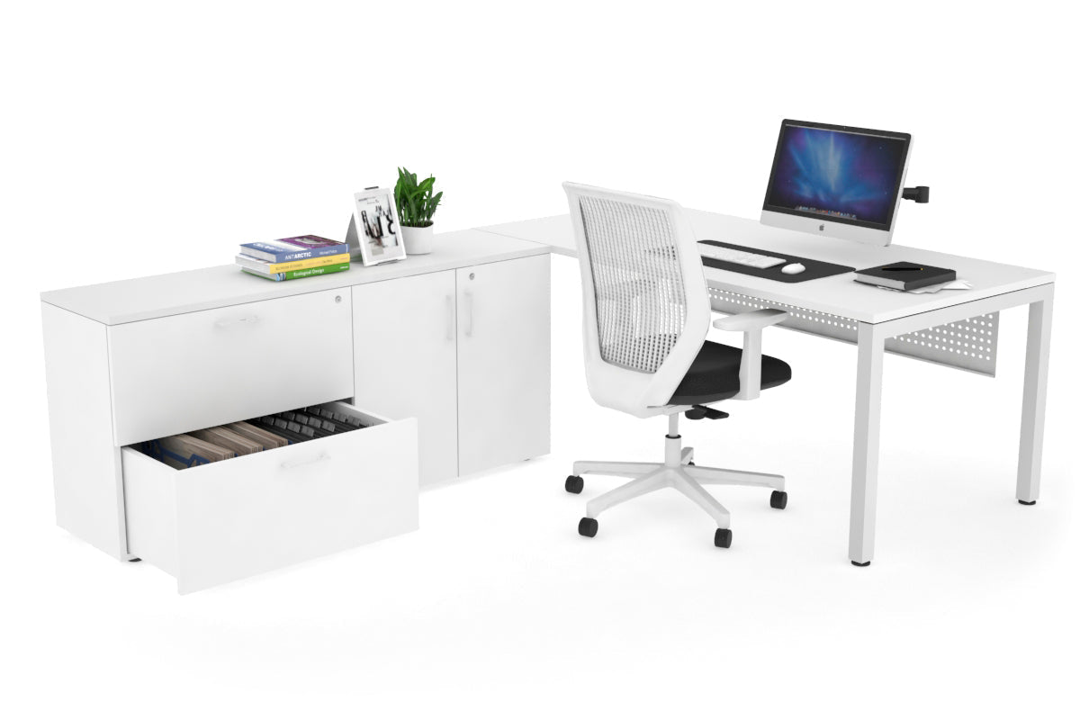 Quadro Square Executive White Frame Office Chair [1600L x 700W] - Premium Ergonomic Seating for Home Office & Conference Rooms