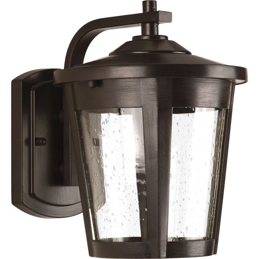 Progress Lighting East Haven LED 1-Light Outdoor Wall Lantern - Clear Seeded Glass, Antique Bronze Finish - Transitional Style for Porch, Patio & Garden Lighting